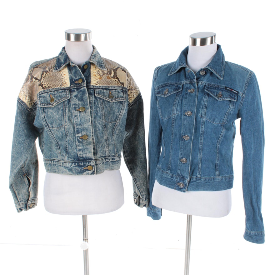 Women's Jensen Smith Python Skin Denim Jacket and DKNY Jeans Denim Jacket
