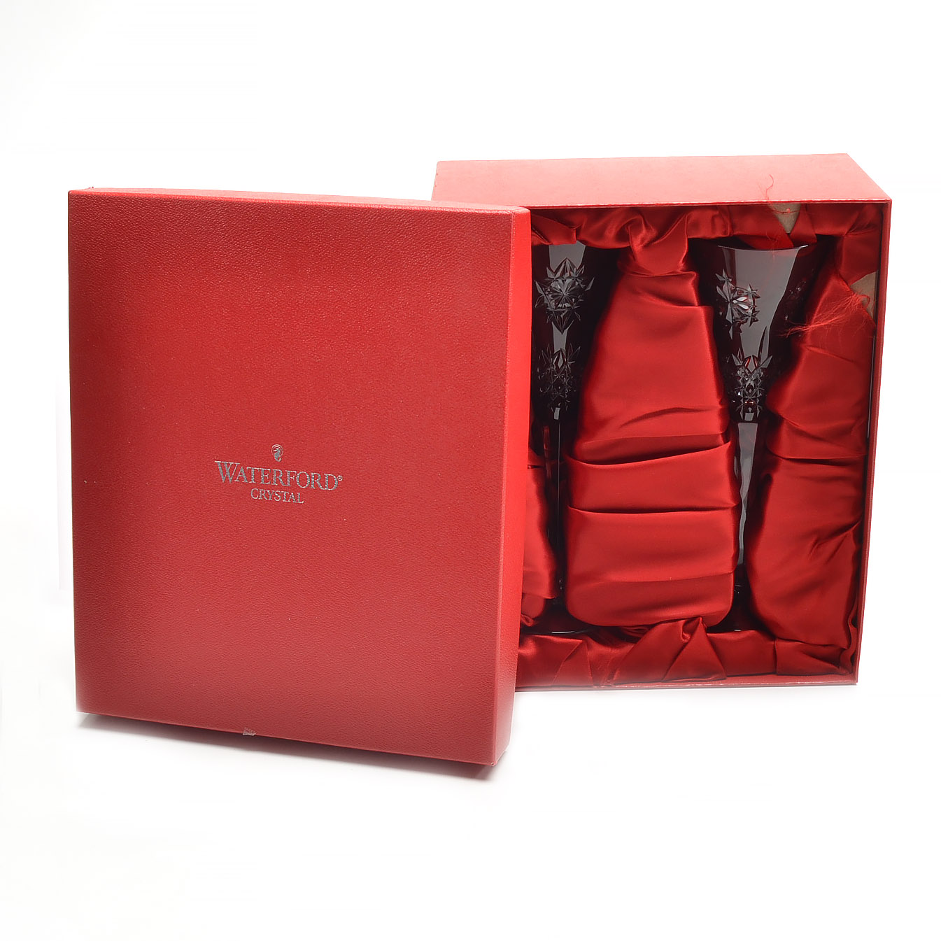 Waterford Crystal "Snow Crystals Ruby" Champagne Flutes