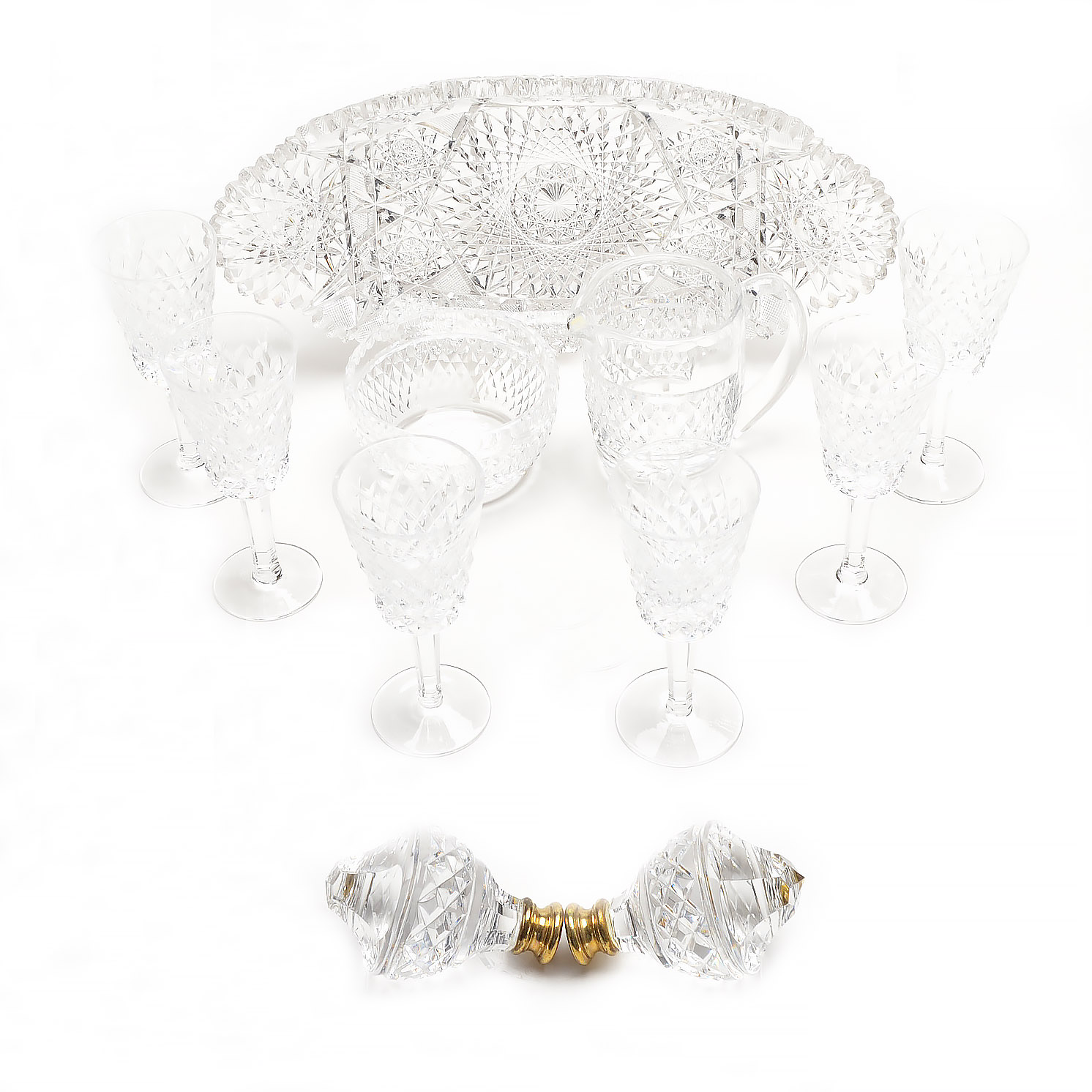 Waterford Crystal "Alana" Tableware and American Brilliant Period Cut Glass Bowl