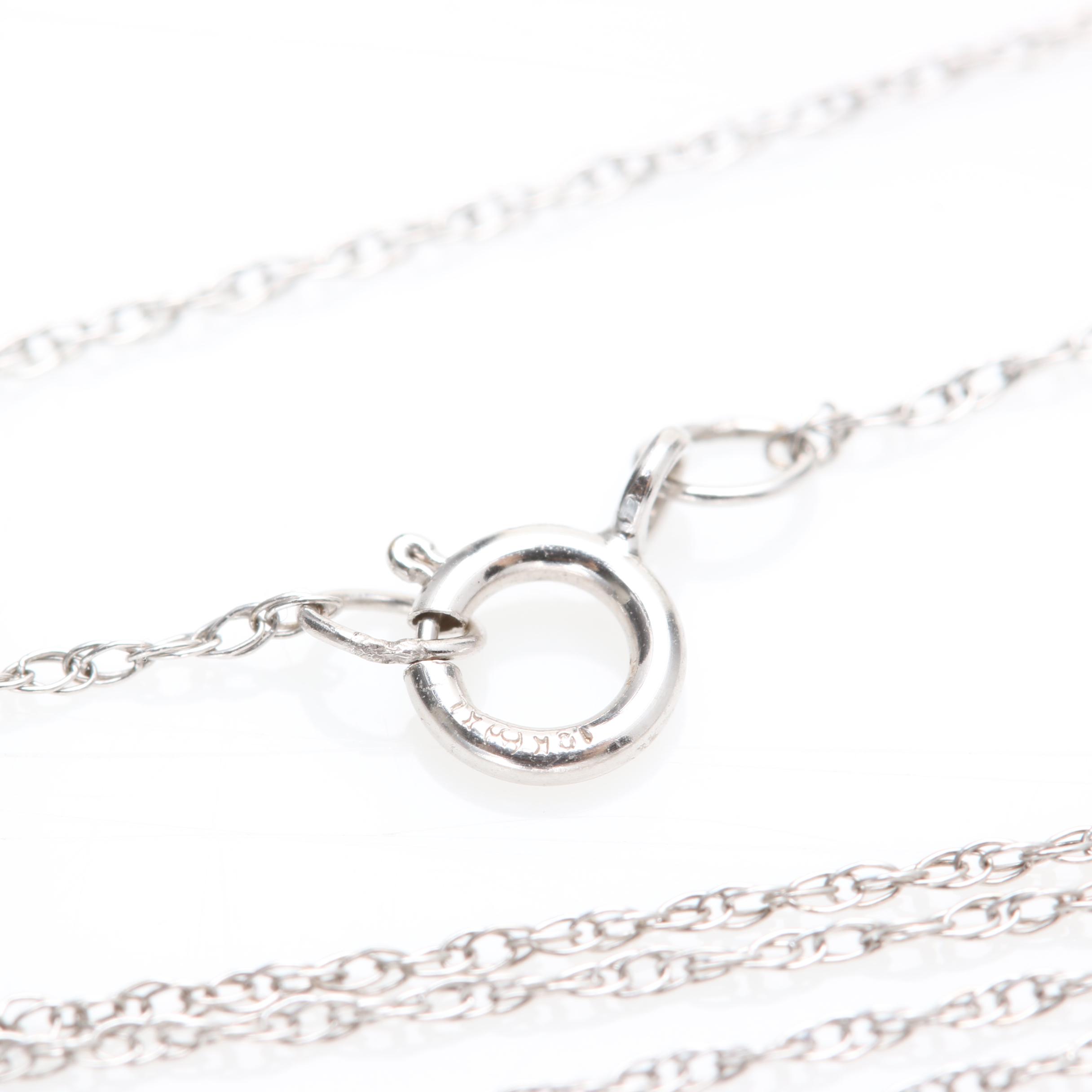 Vintage 10K White Gold Wreath Pendant on Chain