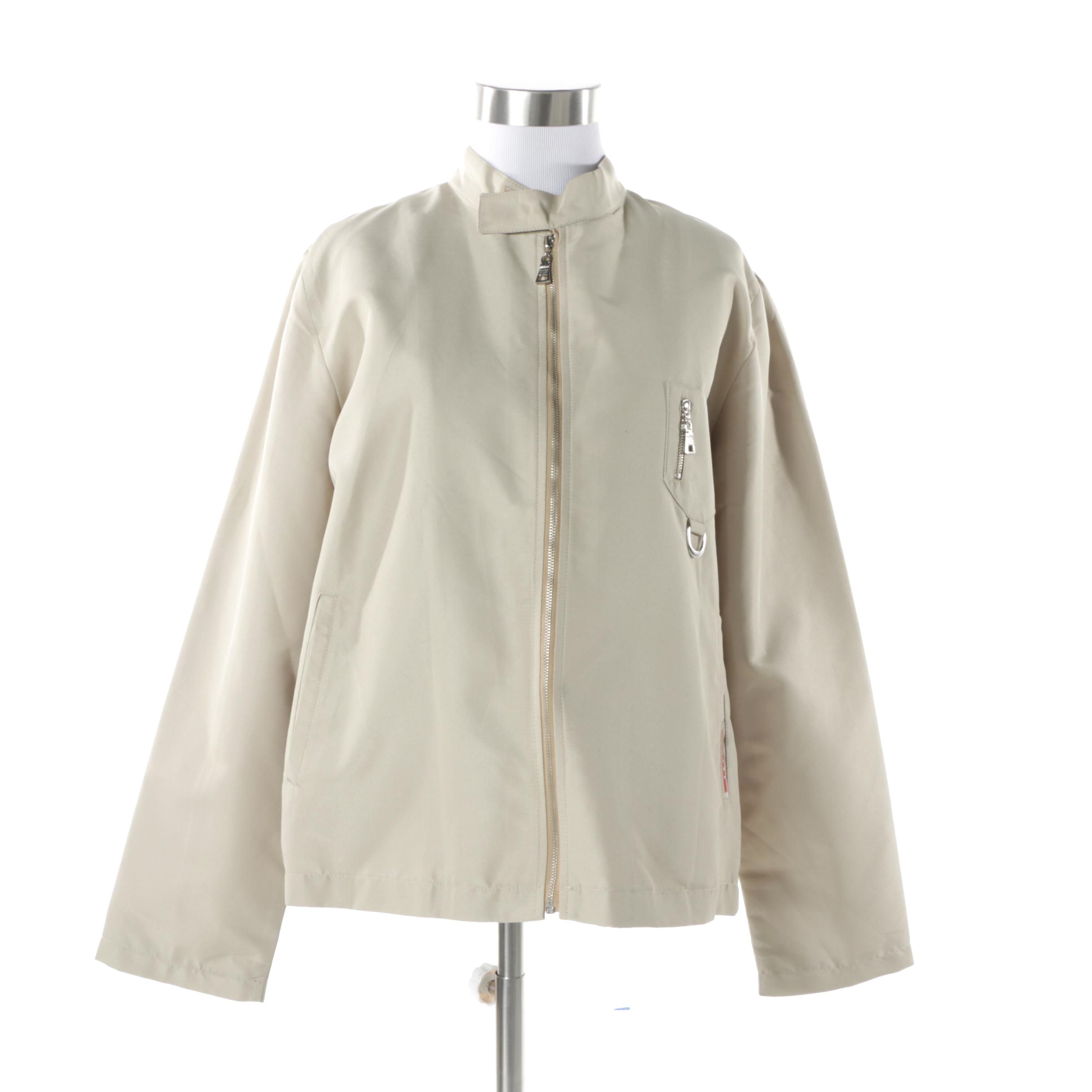 Women's Prada Khaki Jersey Teflon Sport Jacket