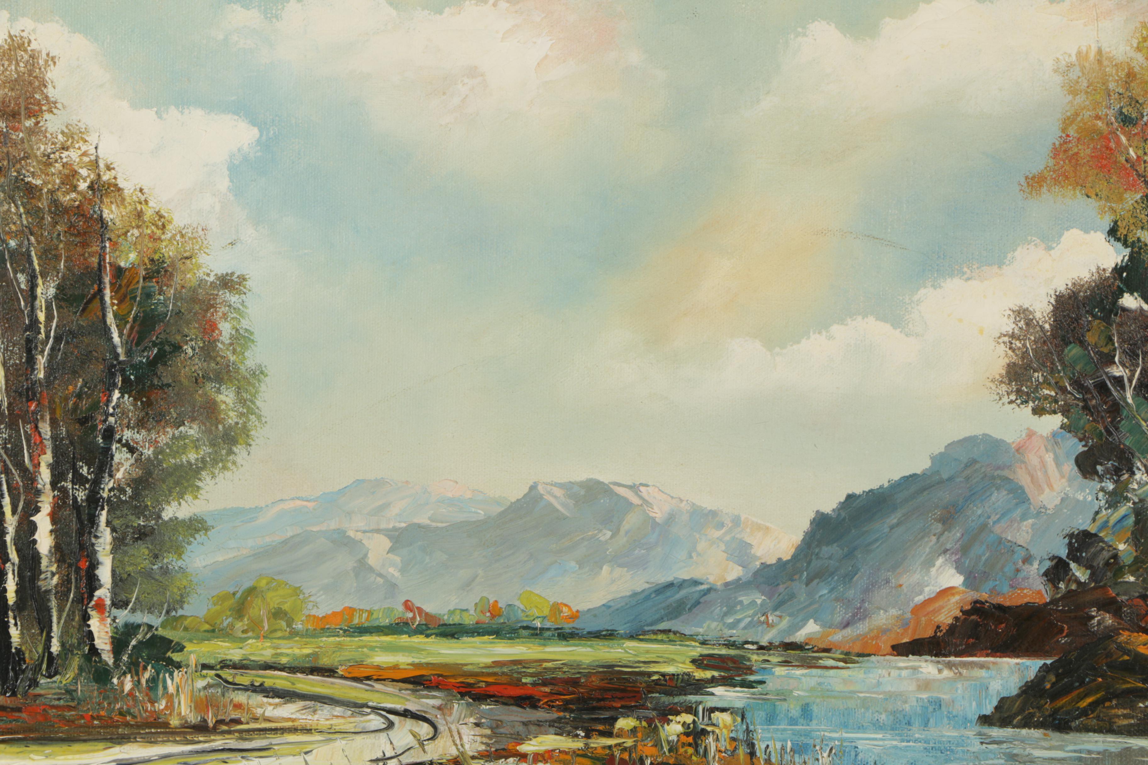 Bernard Bosman Oil Painting of Mountain Landscape