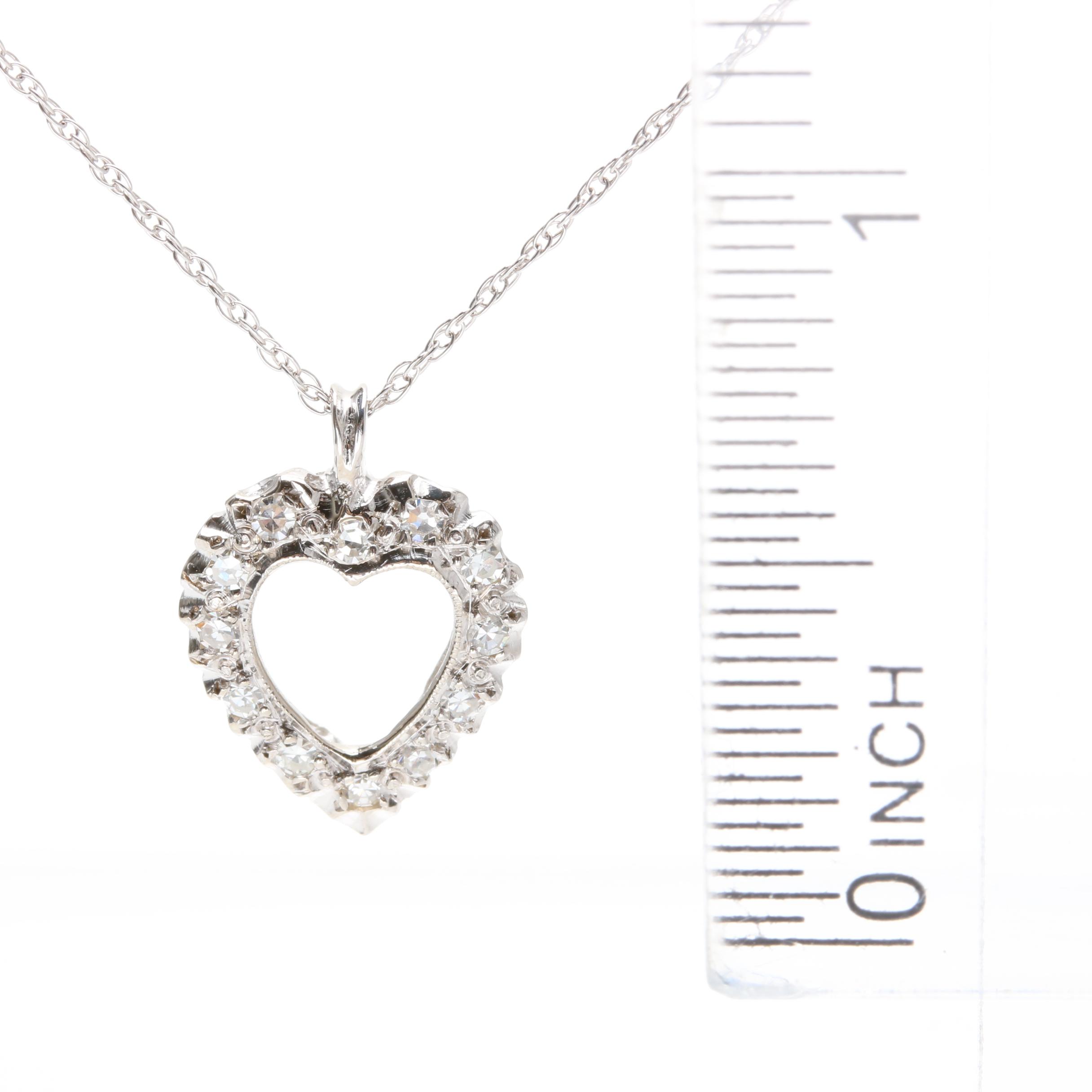14K White Gold Diamond Pendant Necklace