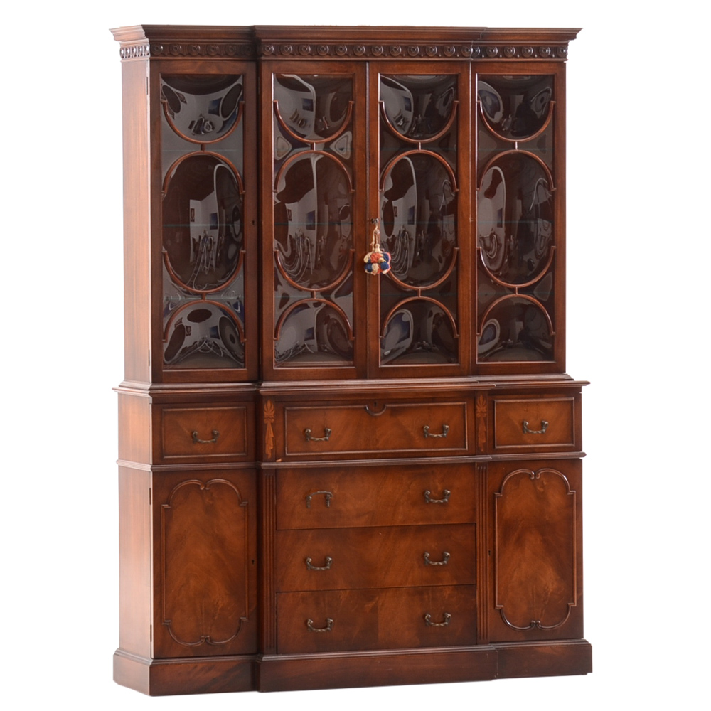 Vintage Mahogany Breakfront China Cabinet