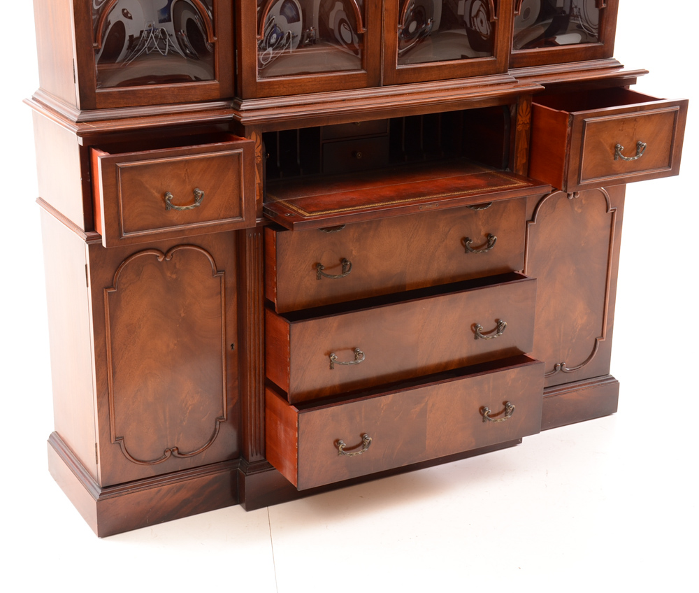 Vintage Mahogany Breakfront China Cabinet