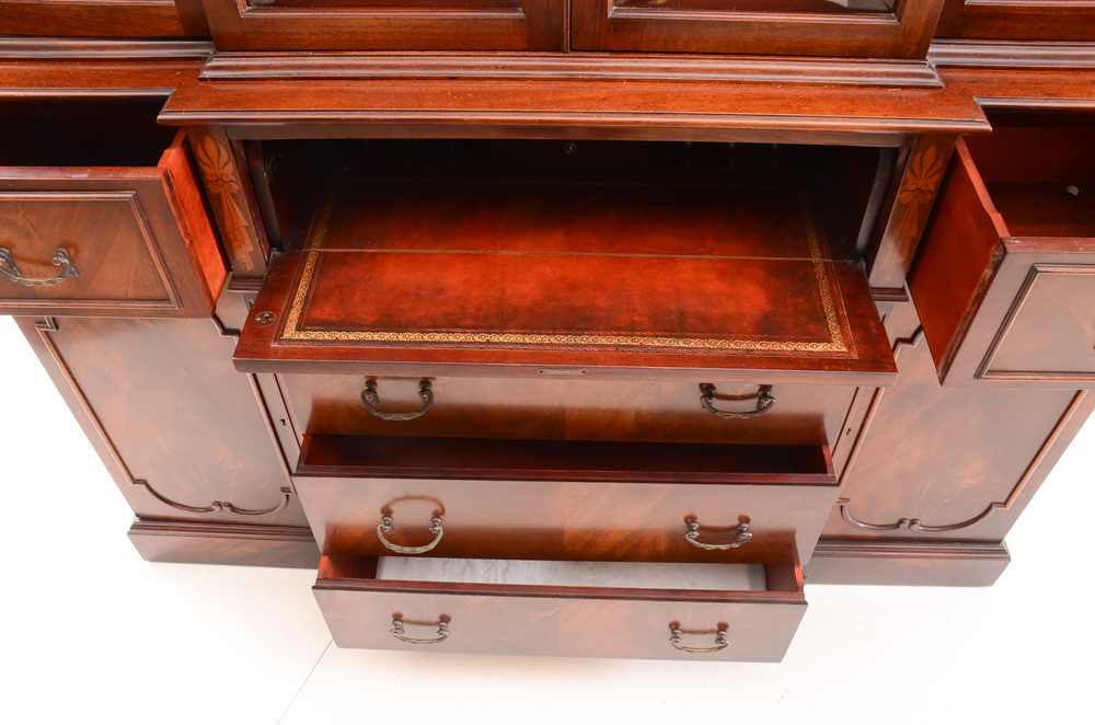 Vintage Mahogany Breakfront China Cabinet