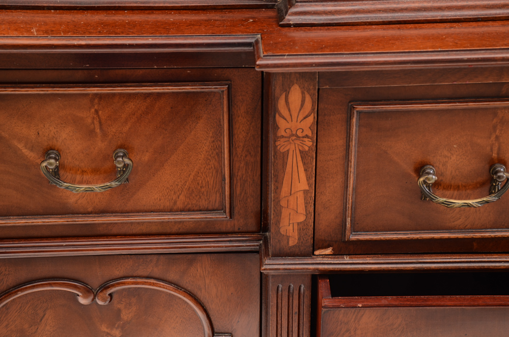 Vintage Mahogany Breakfront China Cabinet