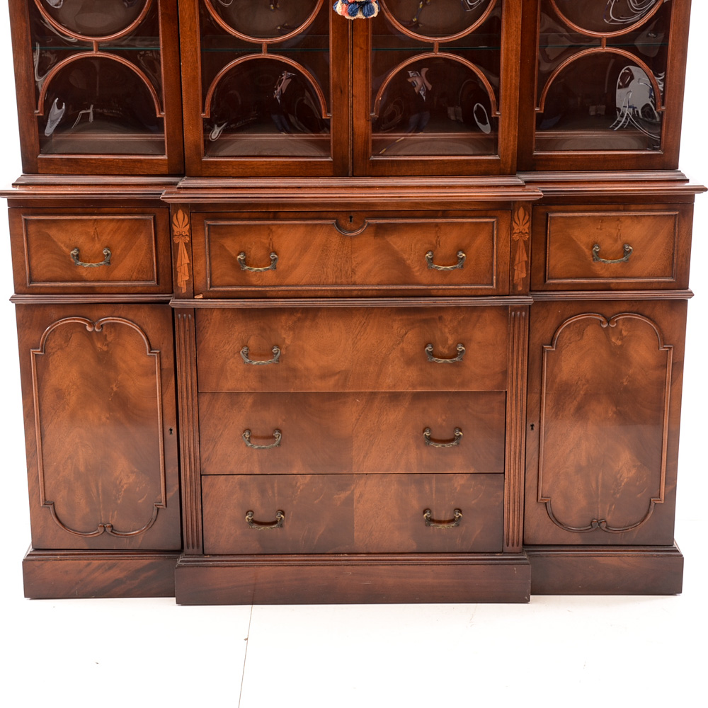 Vintage Mahogany Breakfront China Cabinet