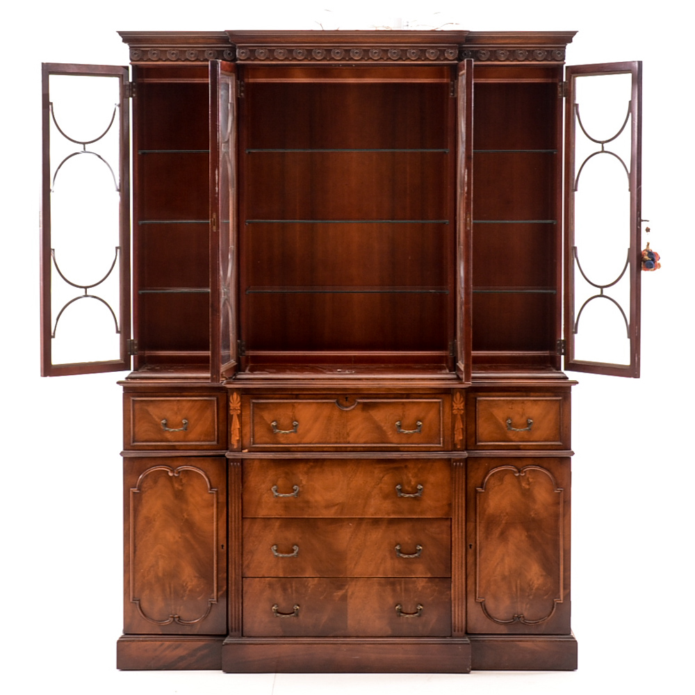 Vintage Mahogany Breakfront China Cabinet