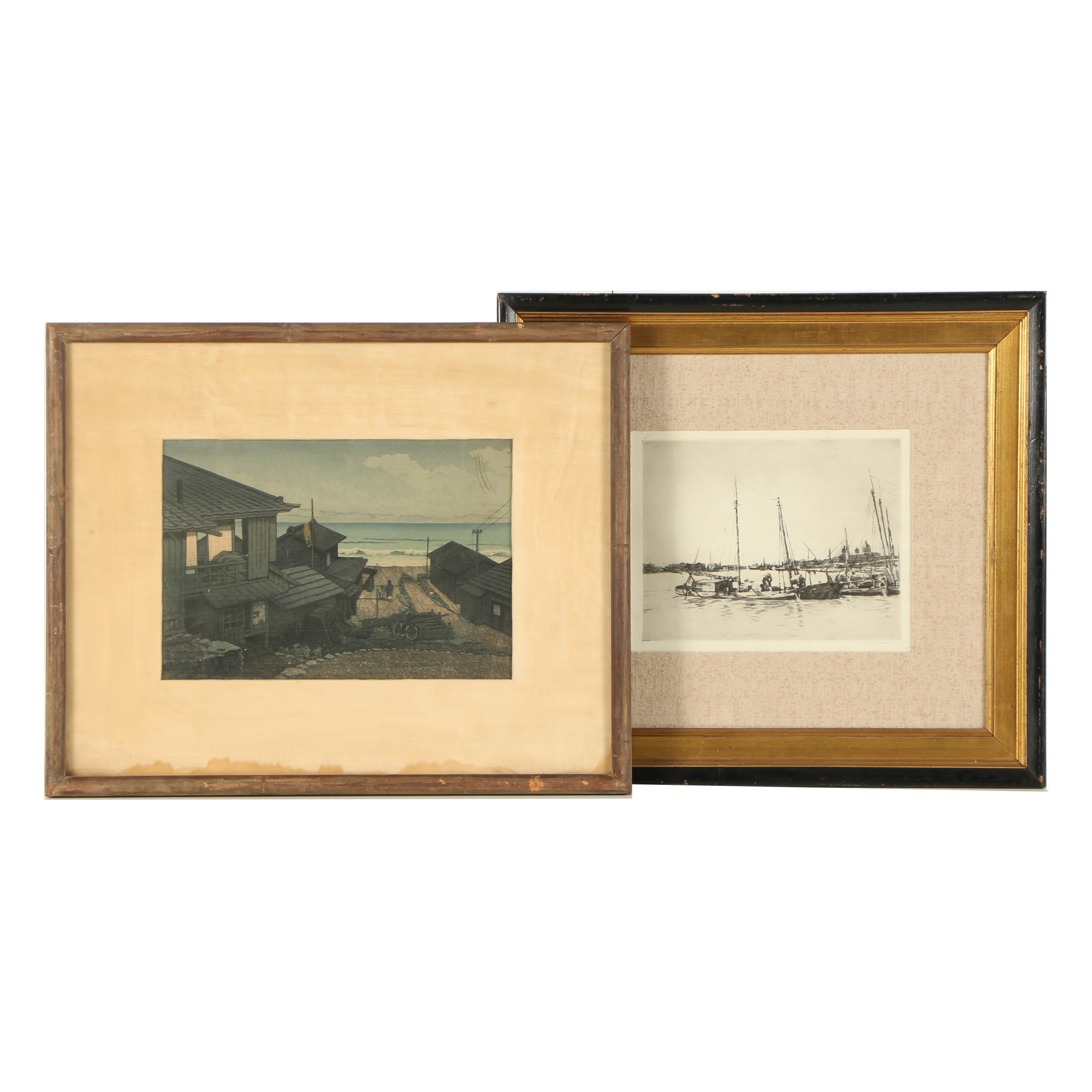 Kawase Hasui Woodblock "Cloudy Day at Mizuki in Ibaraki Prefecture"