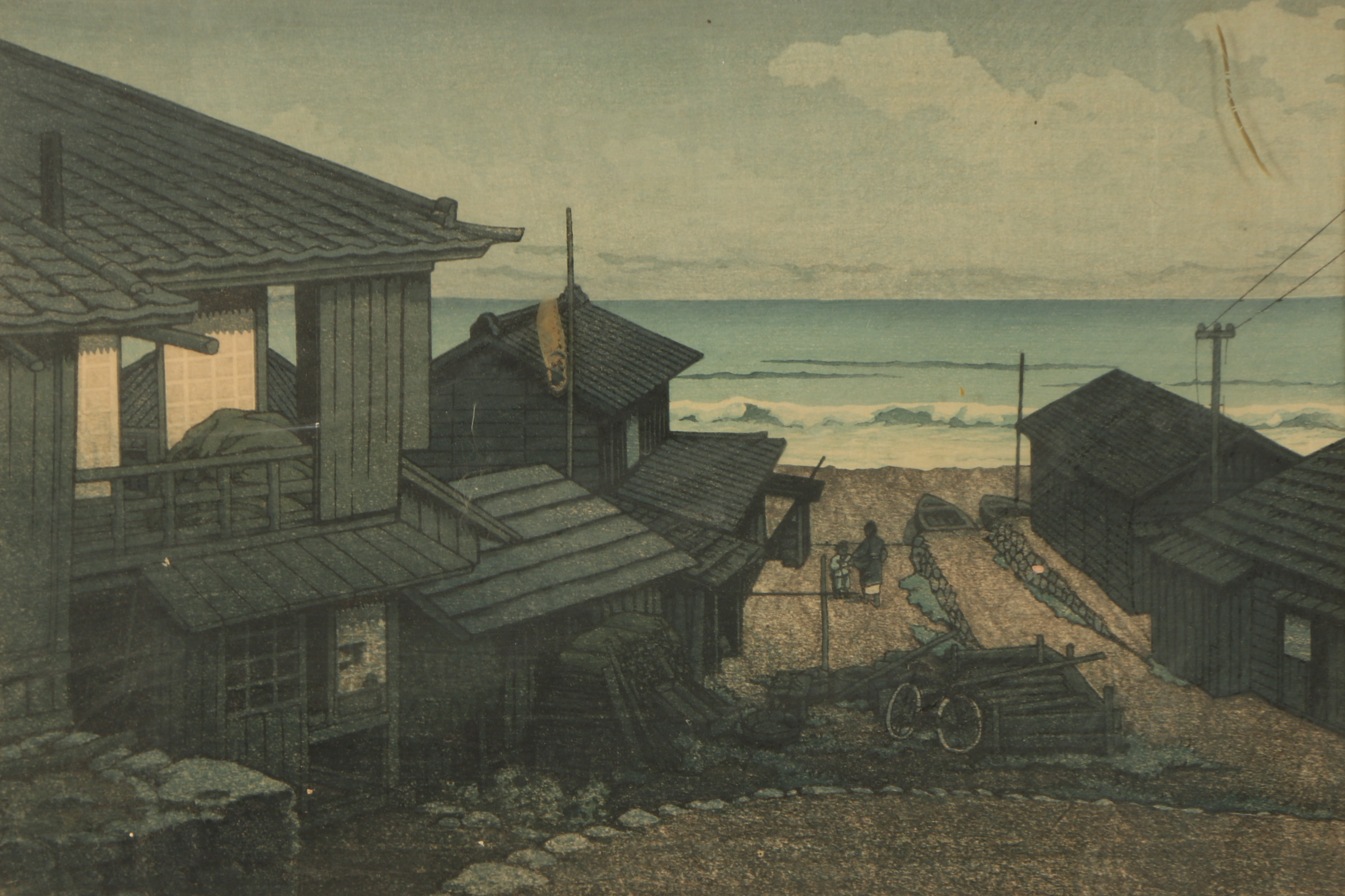 Kawase Hasui Woodblock "Cloudy Day at Mizuki in Ibaraki Prefecture"