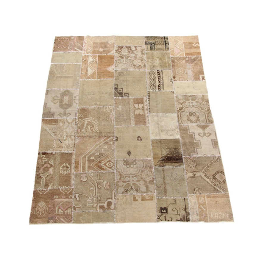 Hand-Knotted Patchwork Area Rug