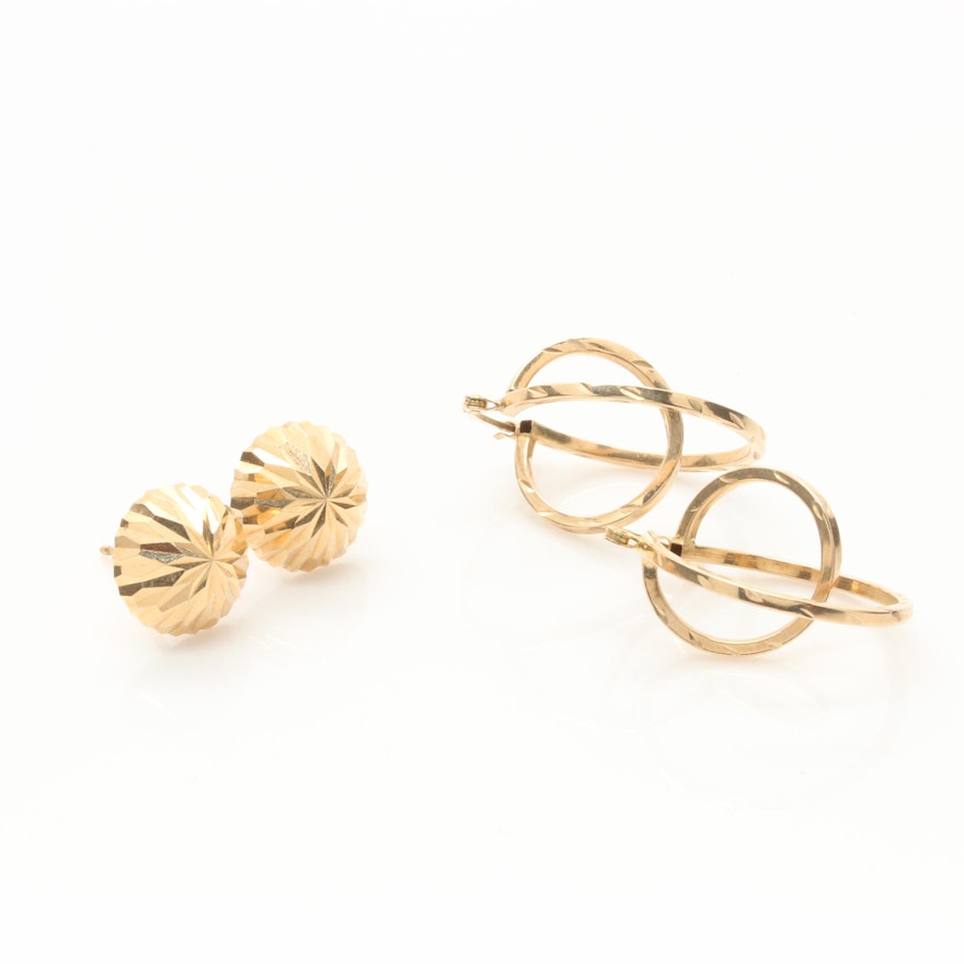 10K and 14K Yellow Gold Earrings