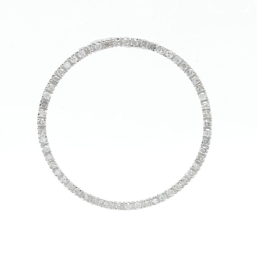 10K White Gold 1.12 CTW Diamond Circle Pendant