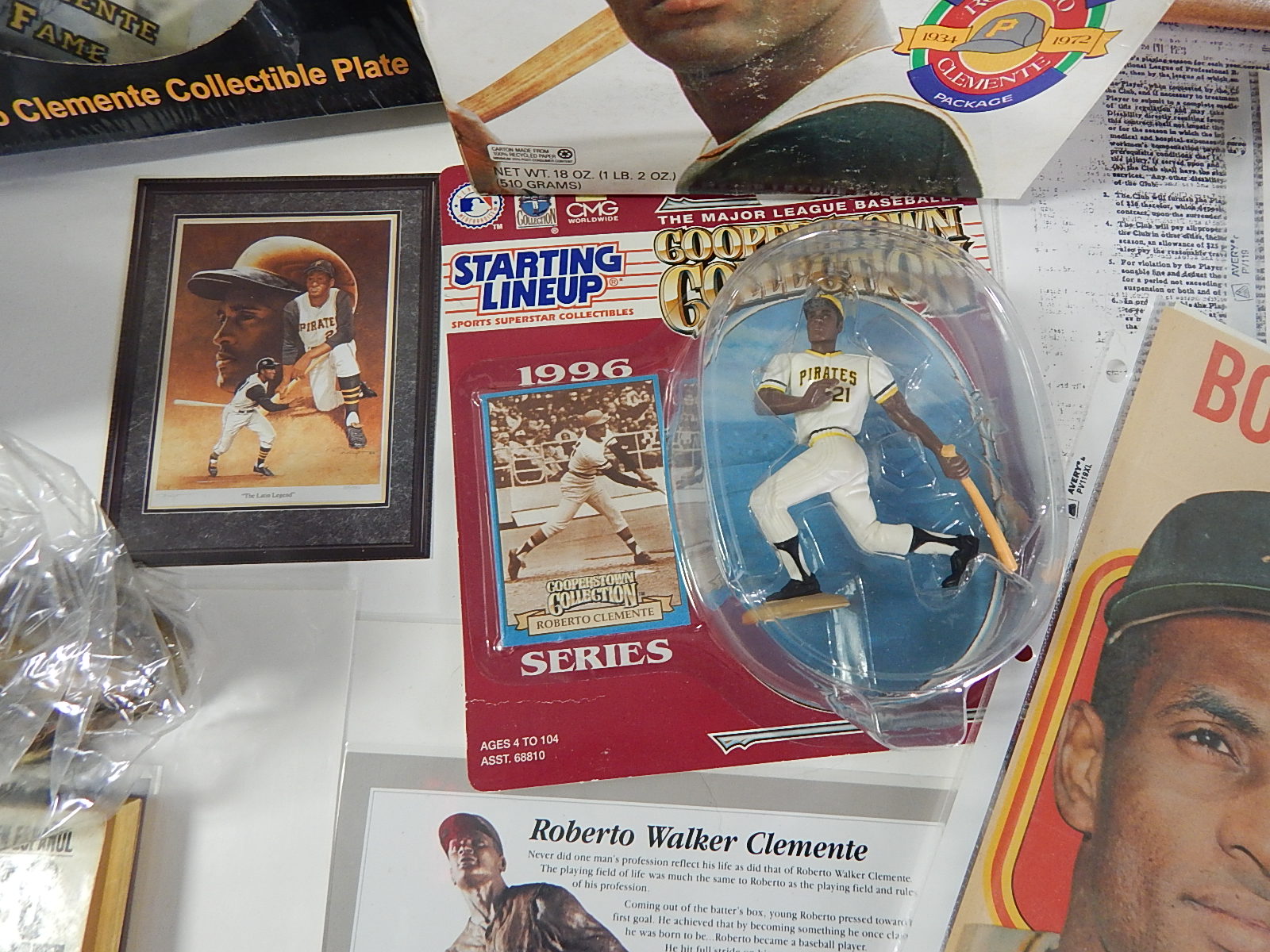 Roberto Clemente Collectibles with Starting Lineup, 1960s Topps Fold-Out