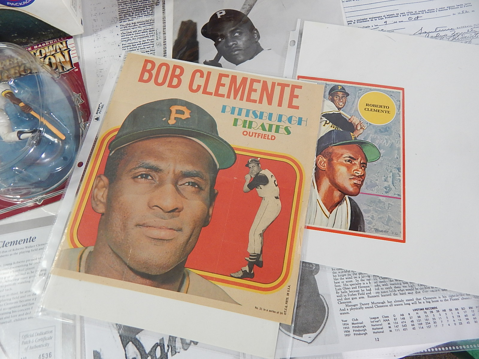 Roberto Clemente Collectibles with Starting Lineup, 1960s Topps Fold-Out