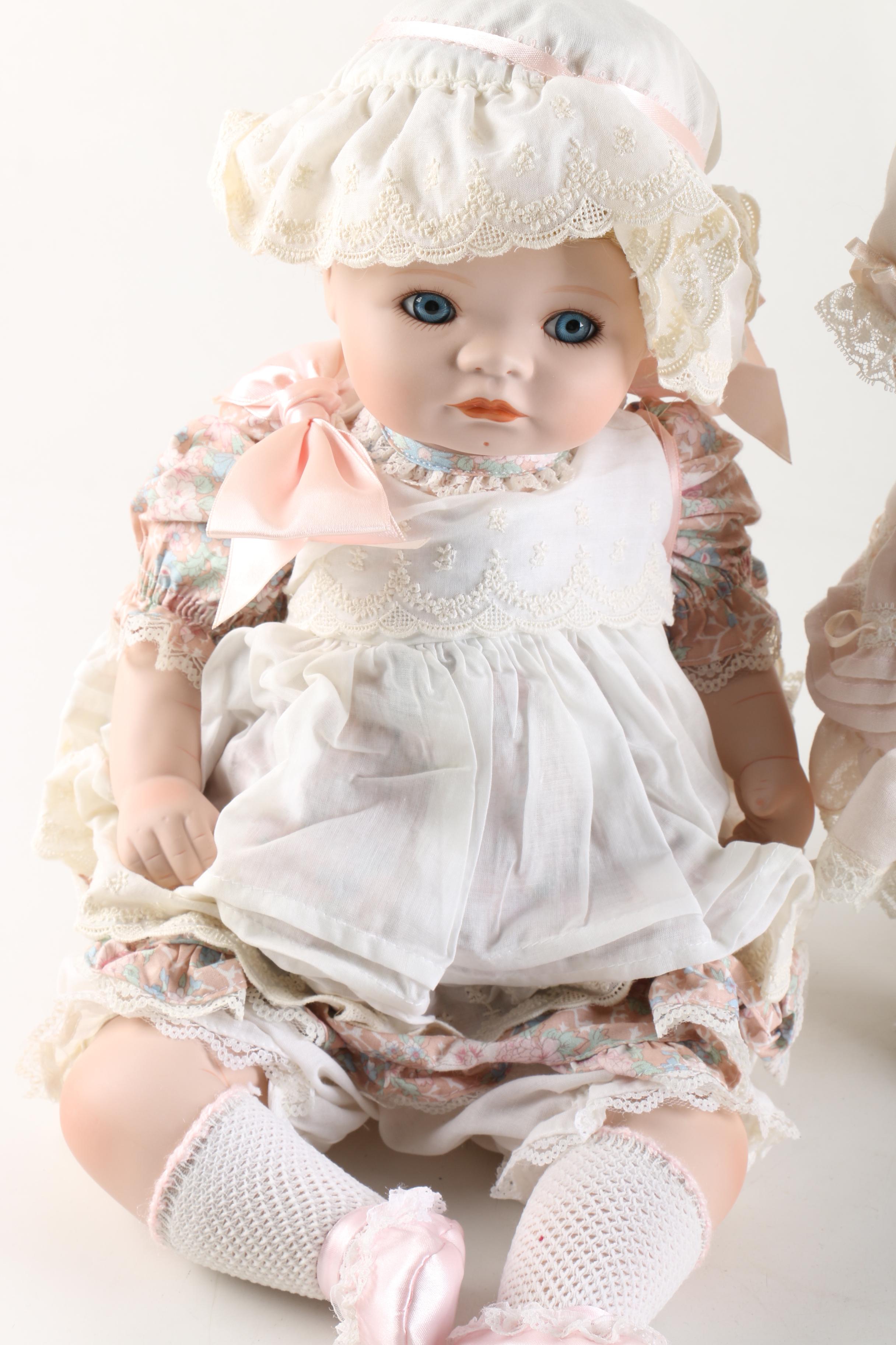 Hamilton Collection Signed "Jessica" and Danbury Mint "Sophie" Porcelain Dolls
