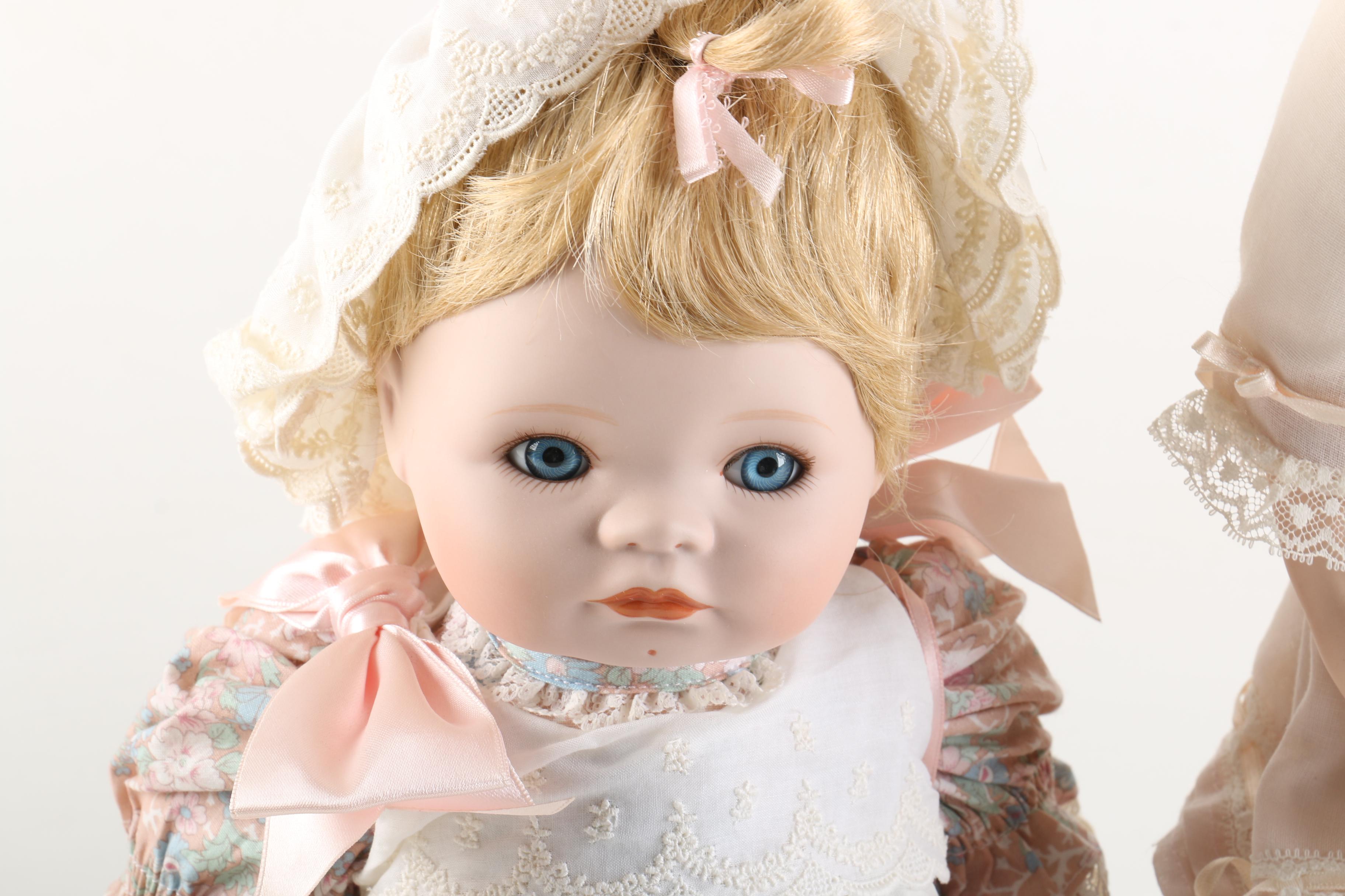 Hamilton Collection Signed "Jessica" and Danbury Mint "Sophie" Porcelain Dolls