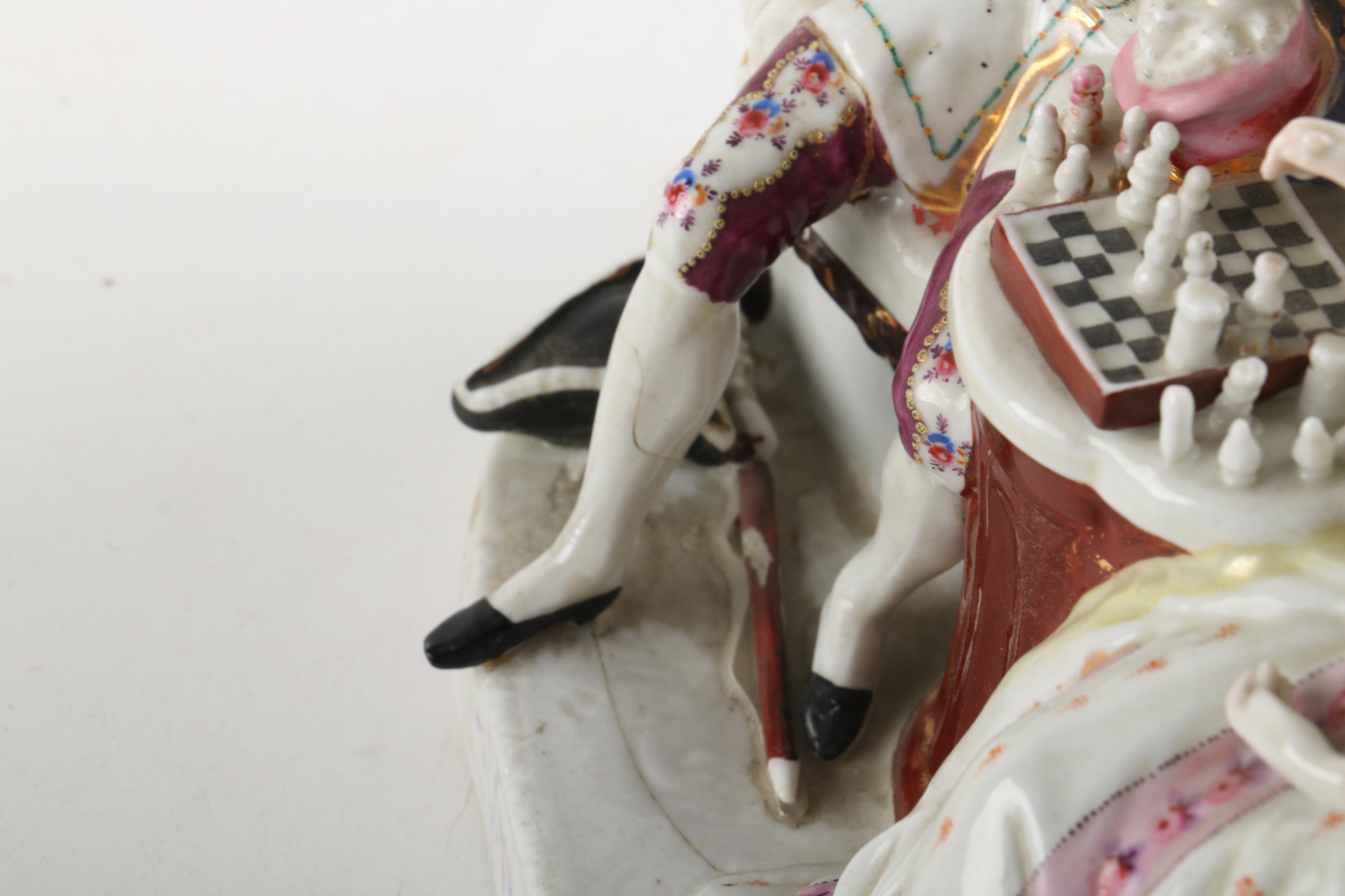 Antique Conta Boehme Porcelain Chess Players Ink Well Cover