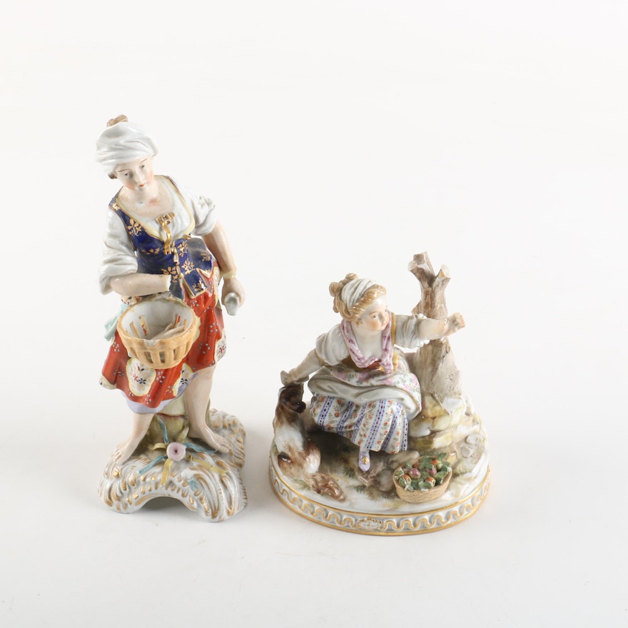 Antique Meissen and Sitzendorf Figurines