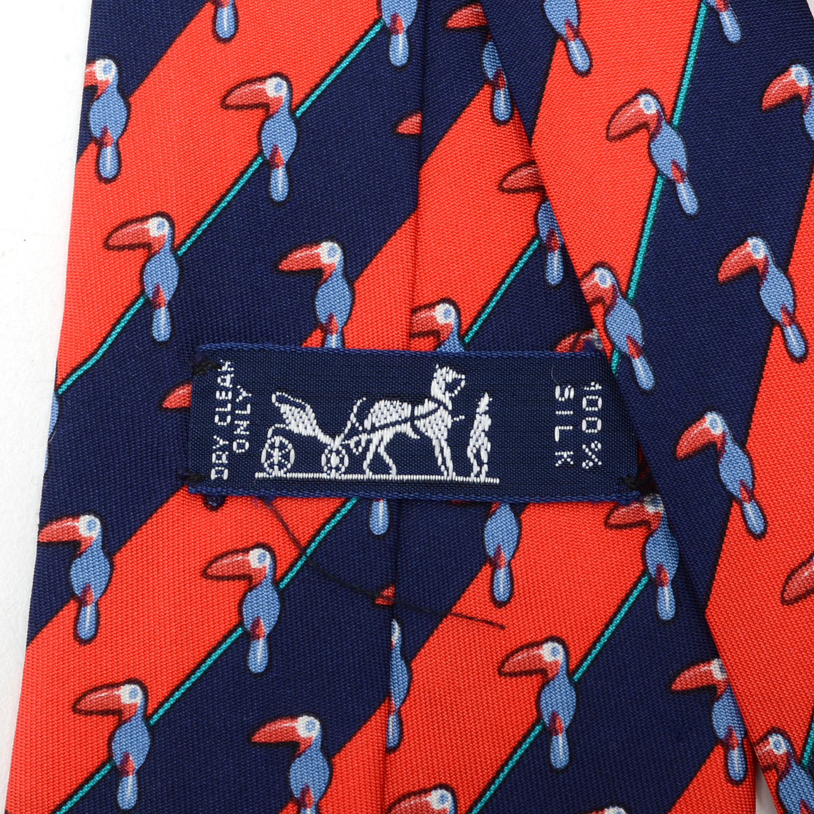 Hermès Necktie in Vibrant Stripe with Toucans, #7065 TA, Made in France