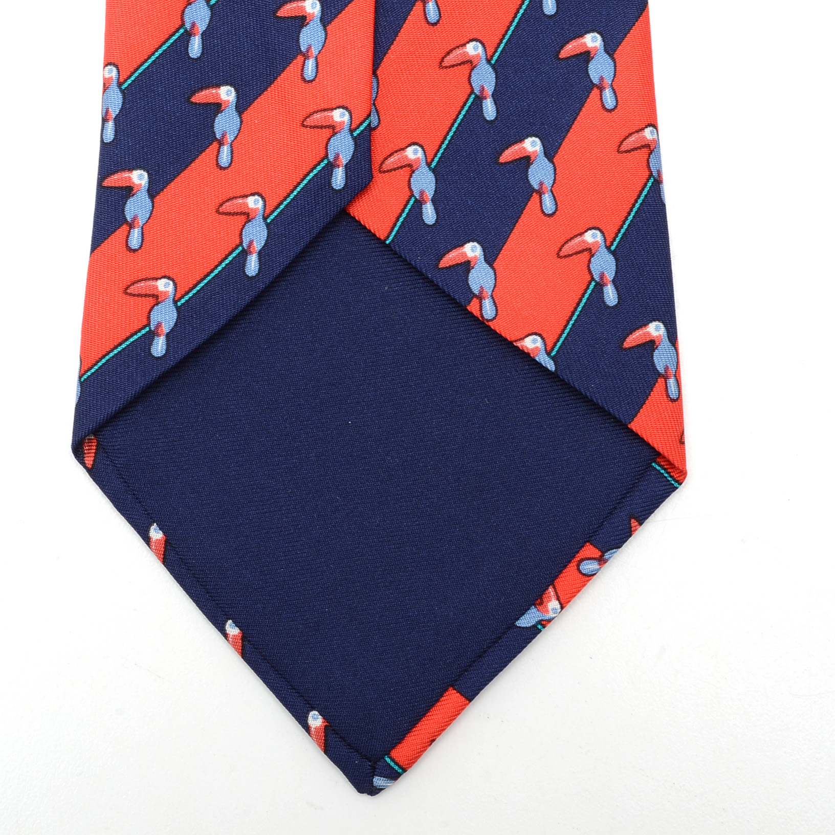 Hermès Necktie in Vibrant Stripe with Toucans, #7065 TA, Made in France