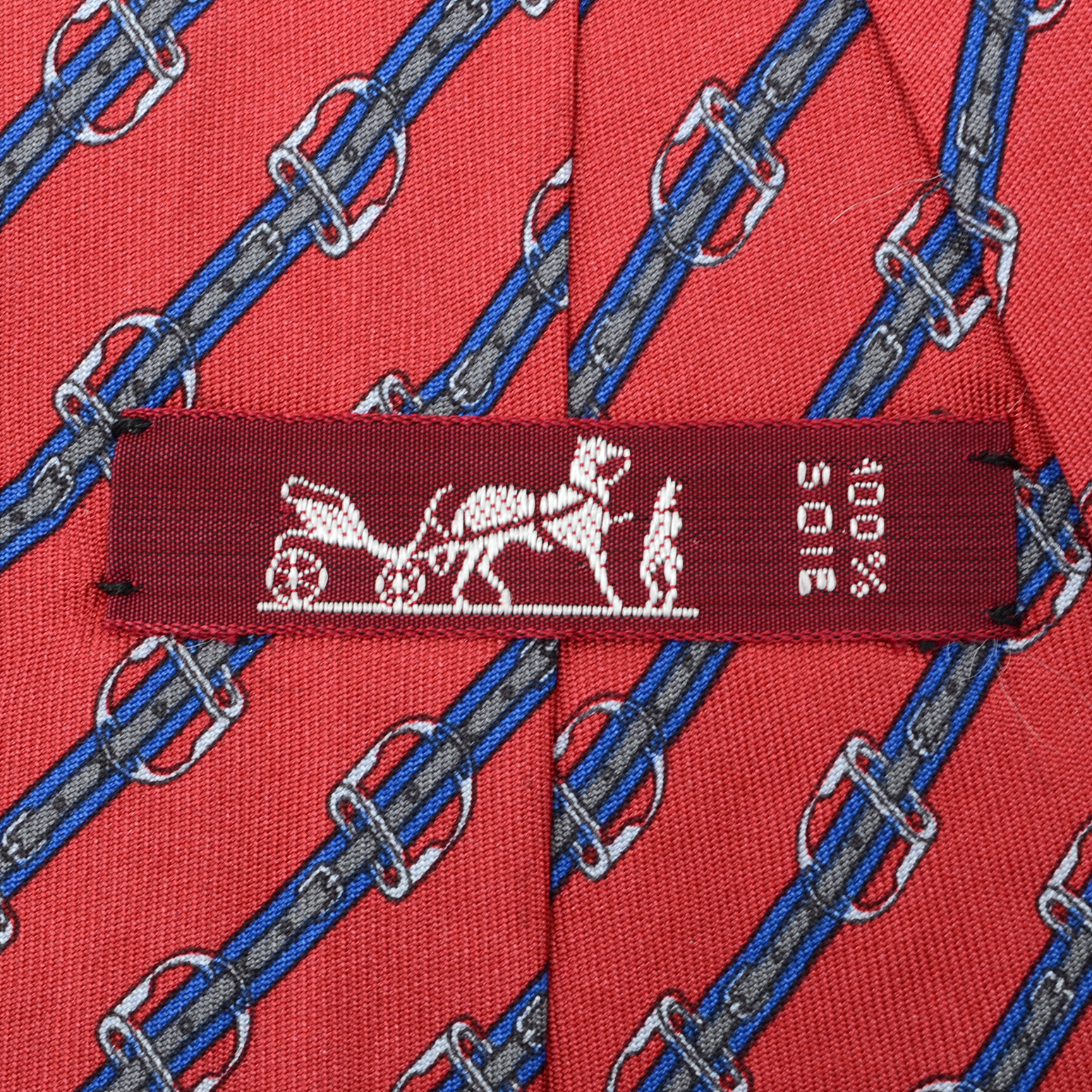 Hermès of Paris Silk Tie in Diagonal Stirrup Pattern #812 MA, Made in France