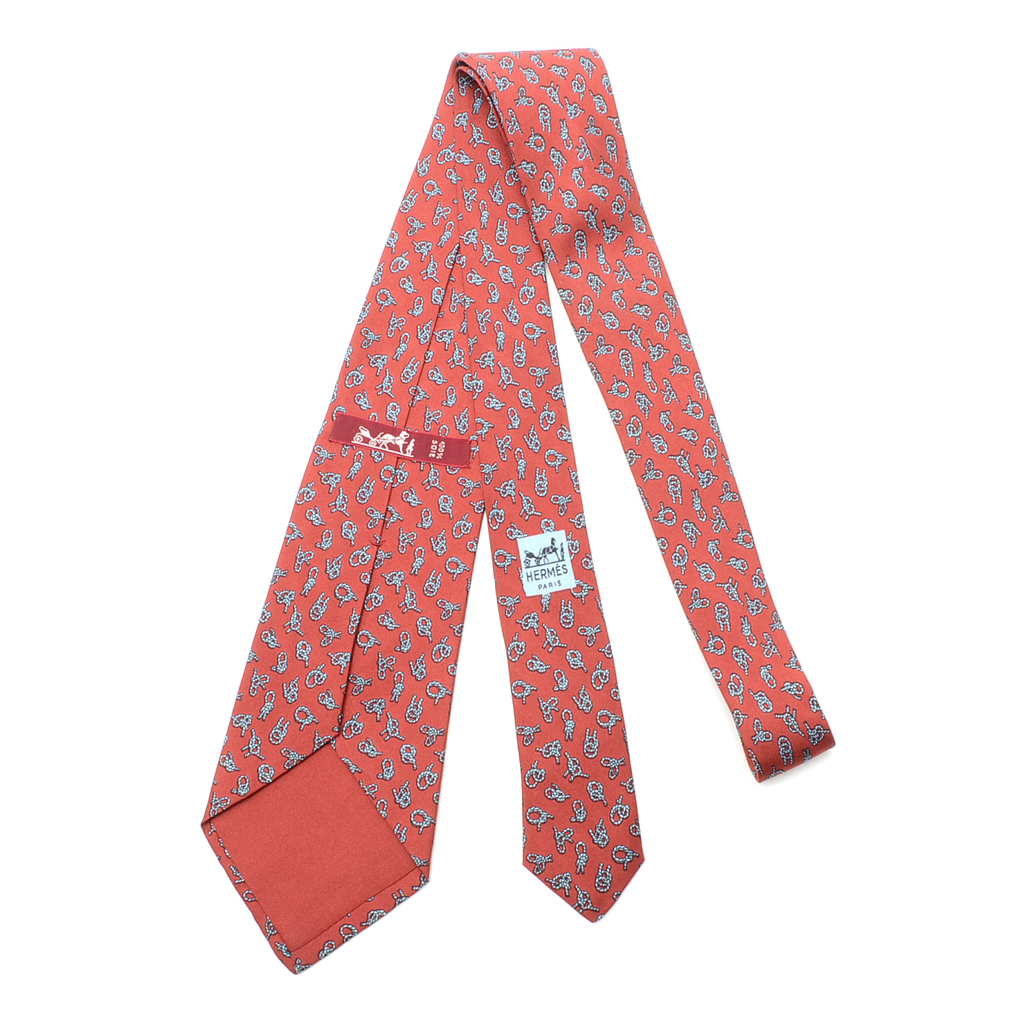 Hermès Silk Necktie in "Knot" Pattern (#771 UA), Made in France