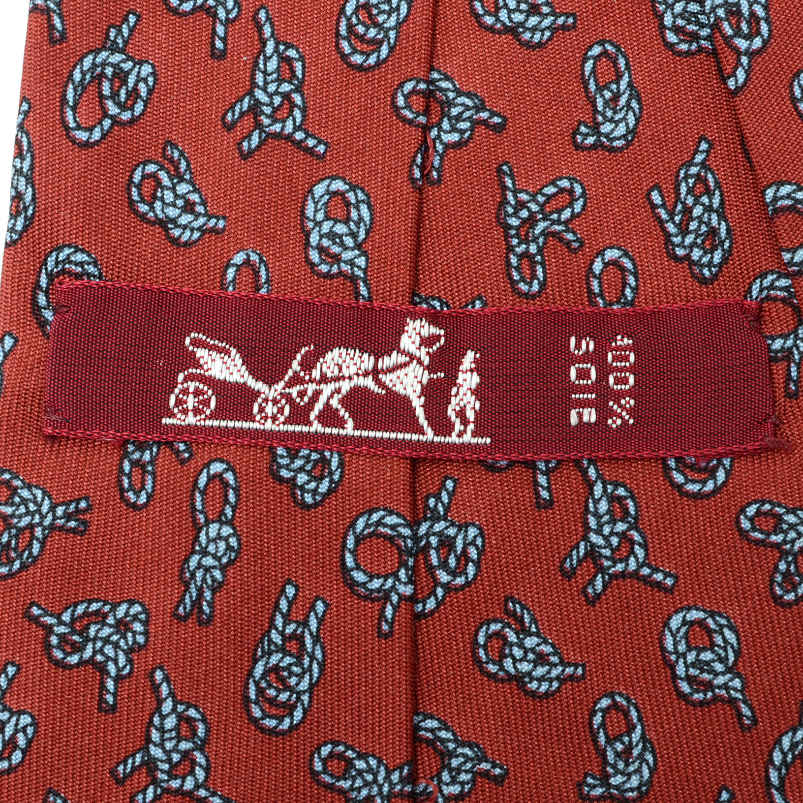 Hermès Silk Necktie in "Knot" Pattern (#771 UA), Made in France