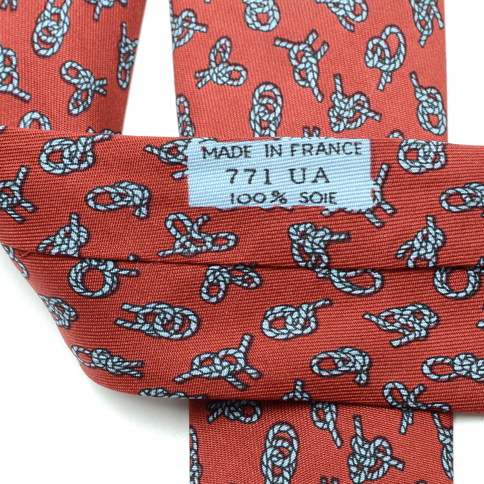 Hermès Silk Necktie in "Knot" Pattern (#771 UA), Made in France