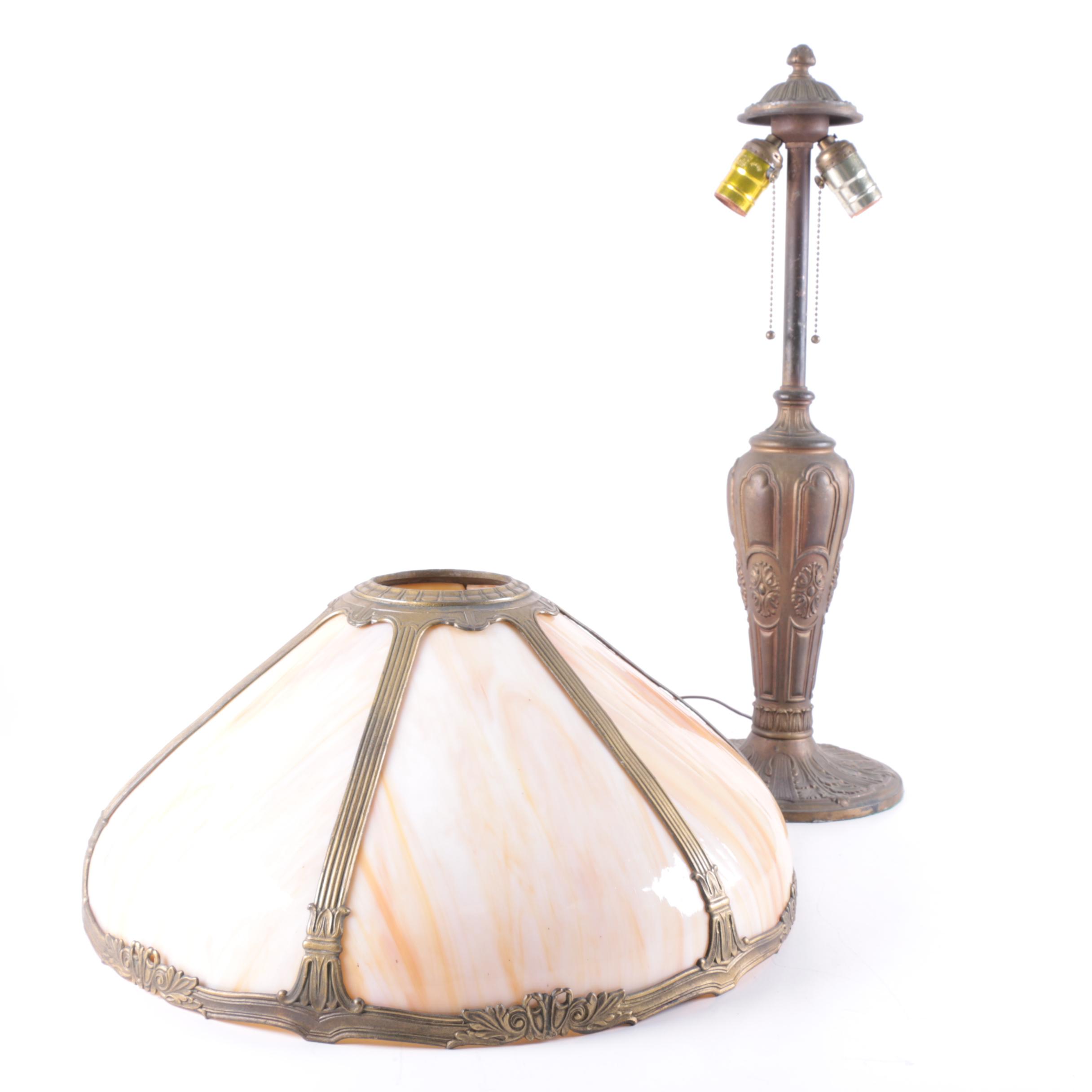 Vintage Tiffany-Style Slag Glass Table Lamp