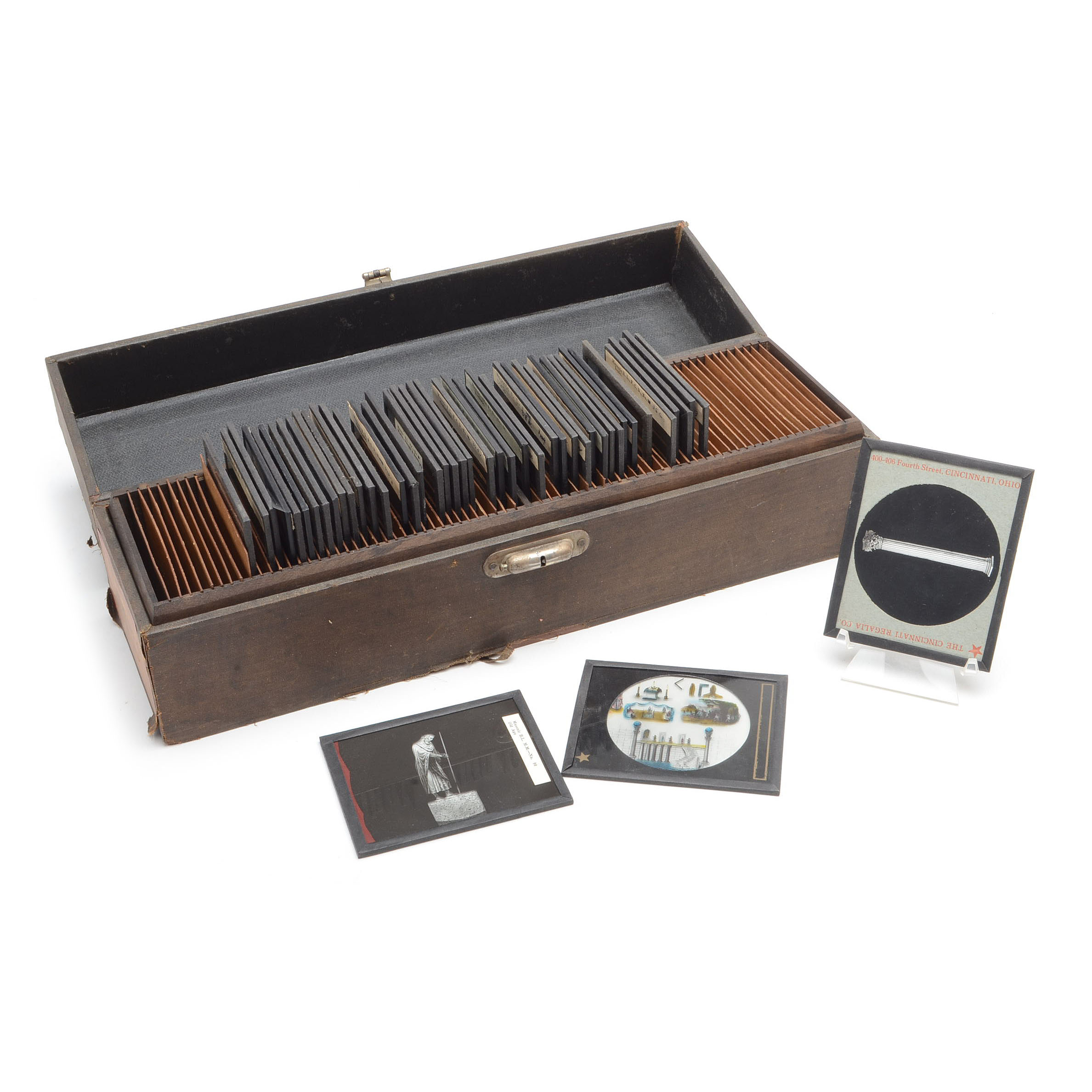 Assortment of Antique Magic Lantern Slides with Masonic Labels