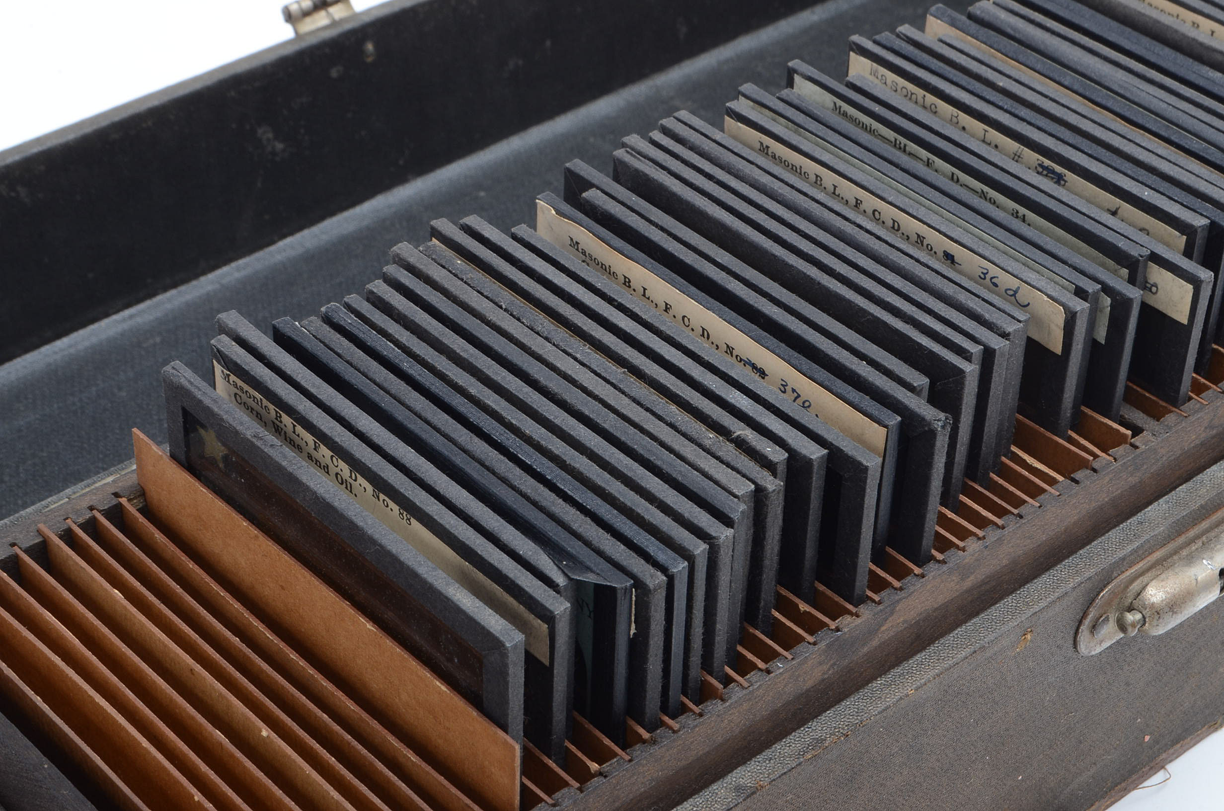 Assortment of Antique Magic Lantern Slides with Masonic Labels