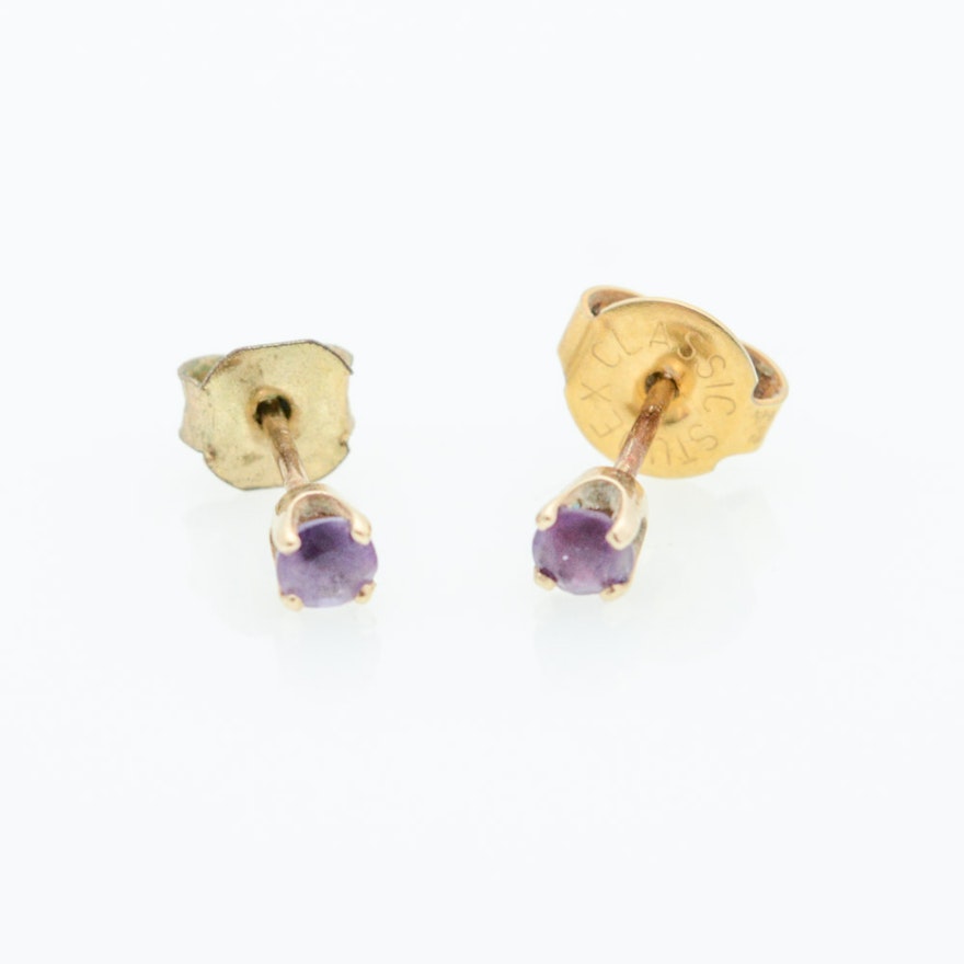 Vintage 14K Gold Amethyst Earrings