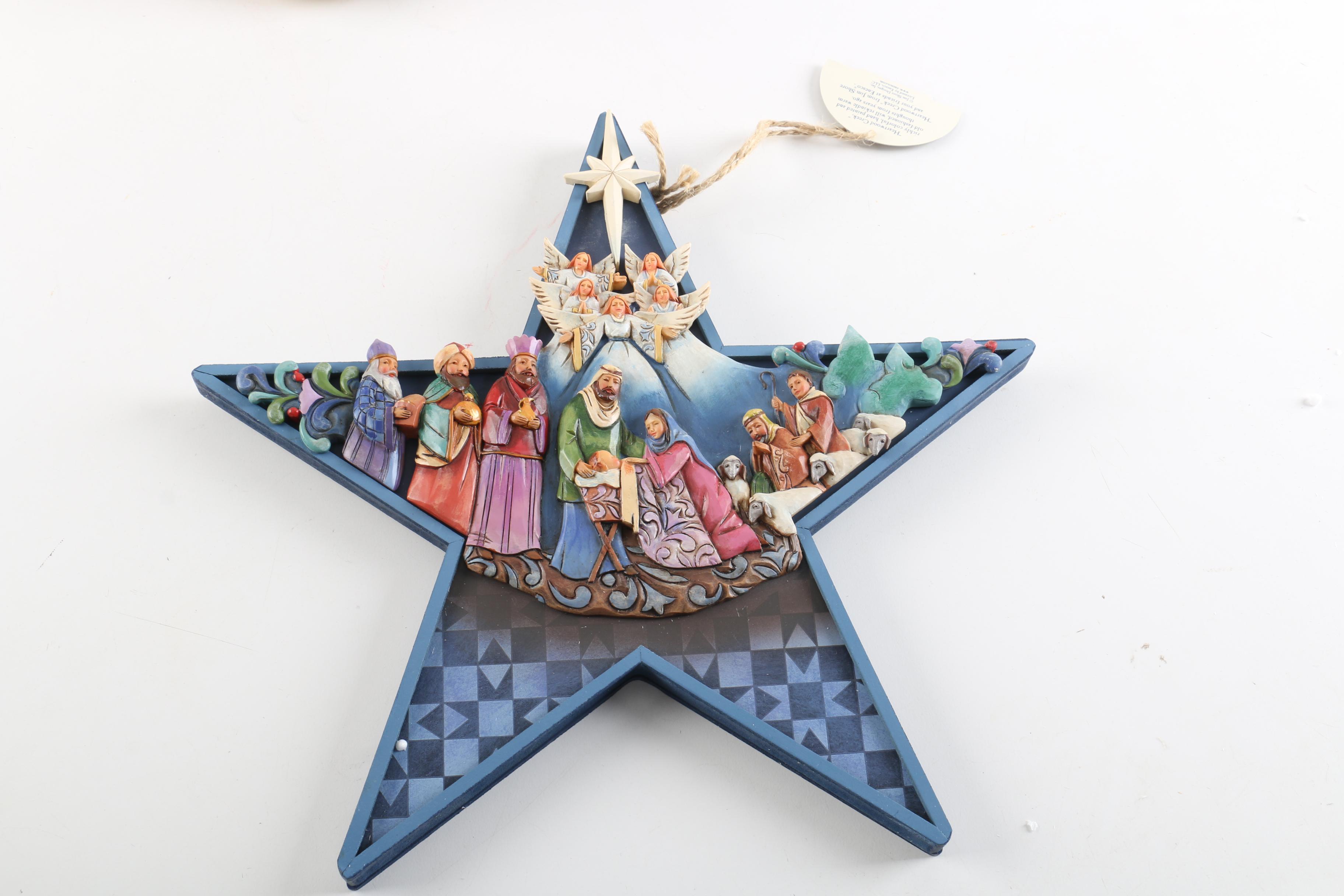 Jim Shore Christmas Decor including Ornament and Snow Globe