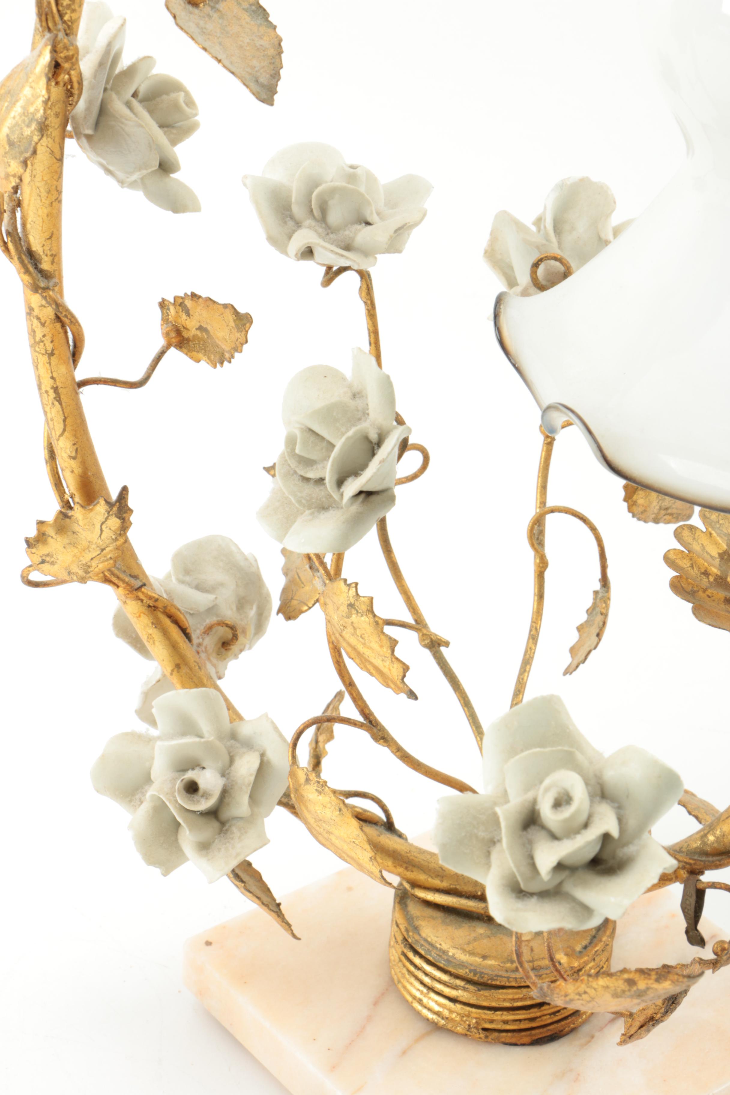 Italian Mid-Century Tole Boudoir Table Lamp