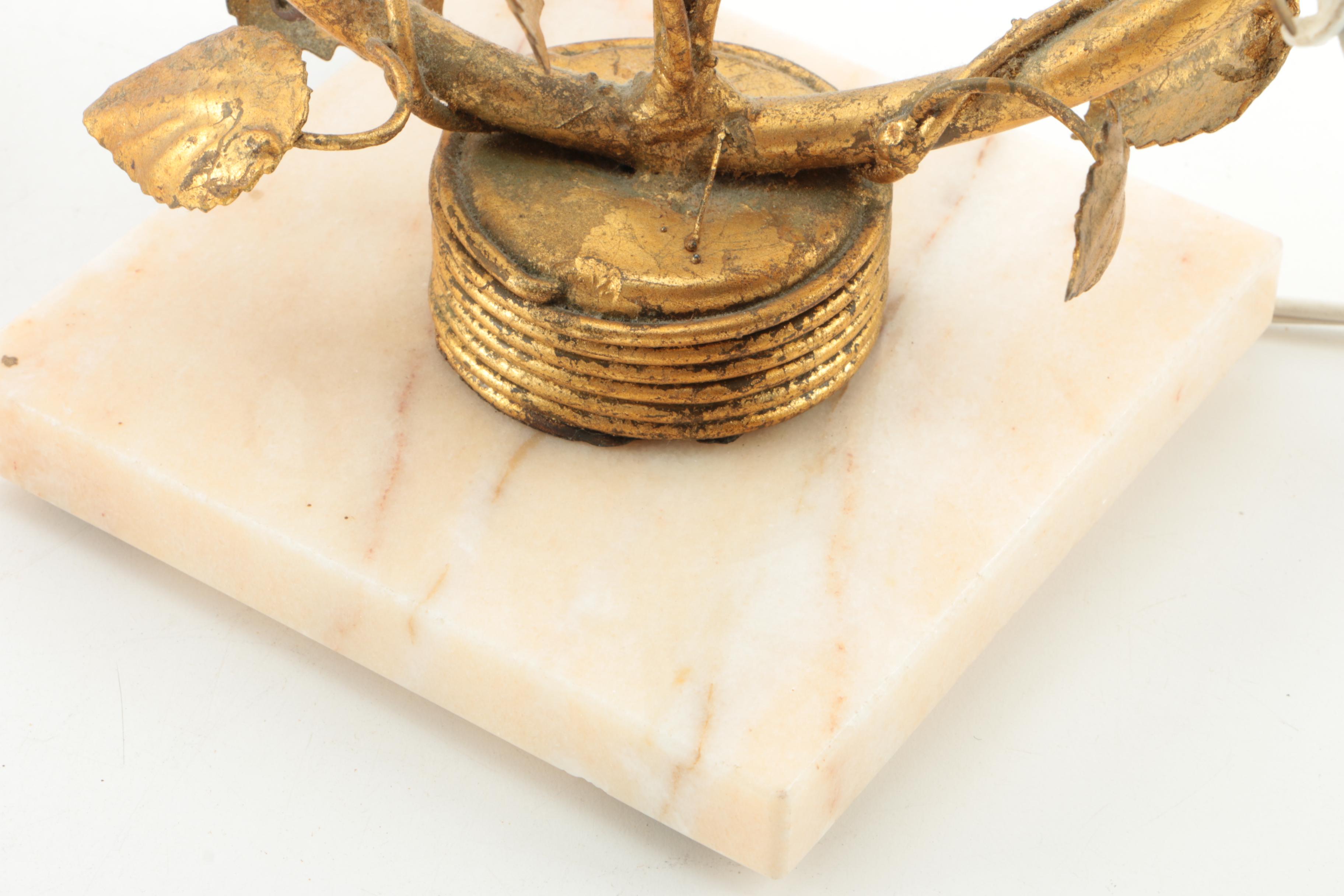 Italian Mid-Century Tole Boudoir Table Lamp