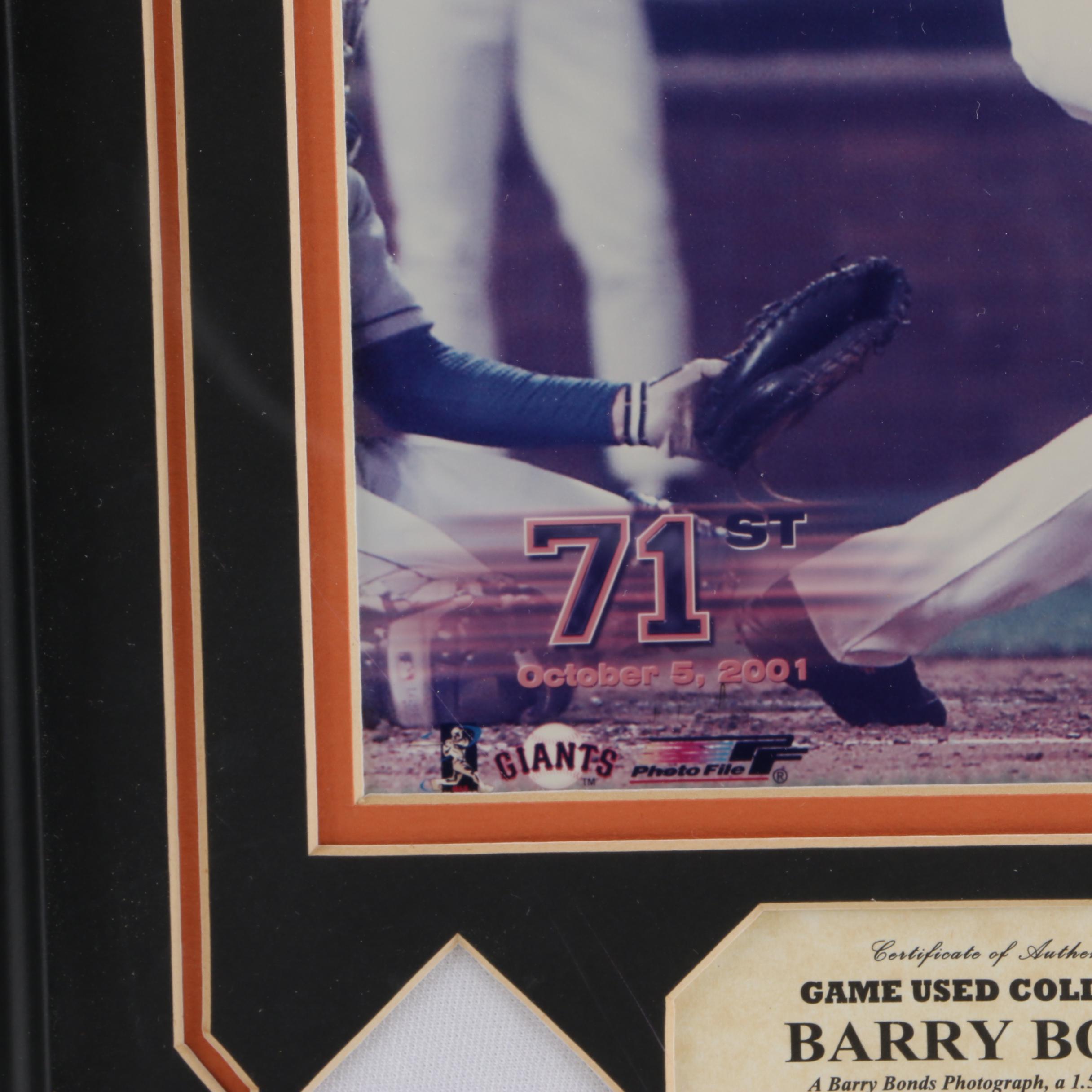 The Highland Mint Framed Game Worn Barry Bonds Pants Swatch and Photograph