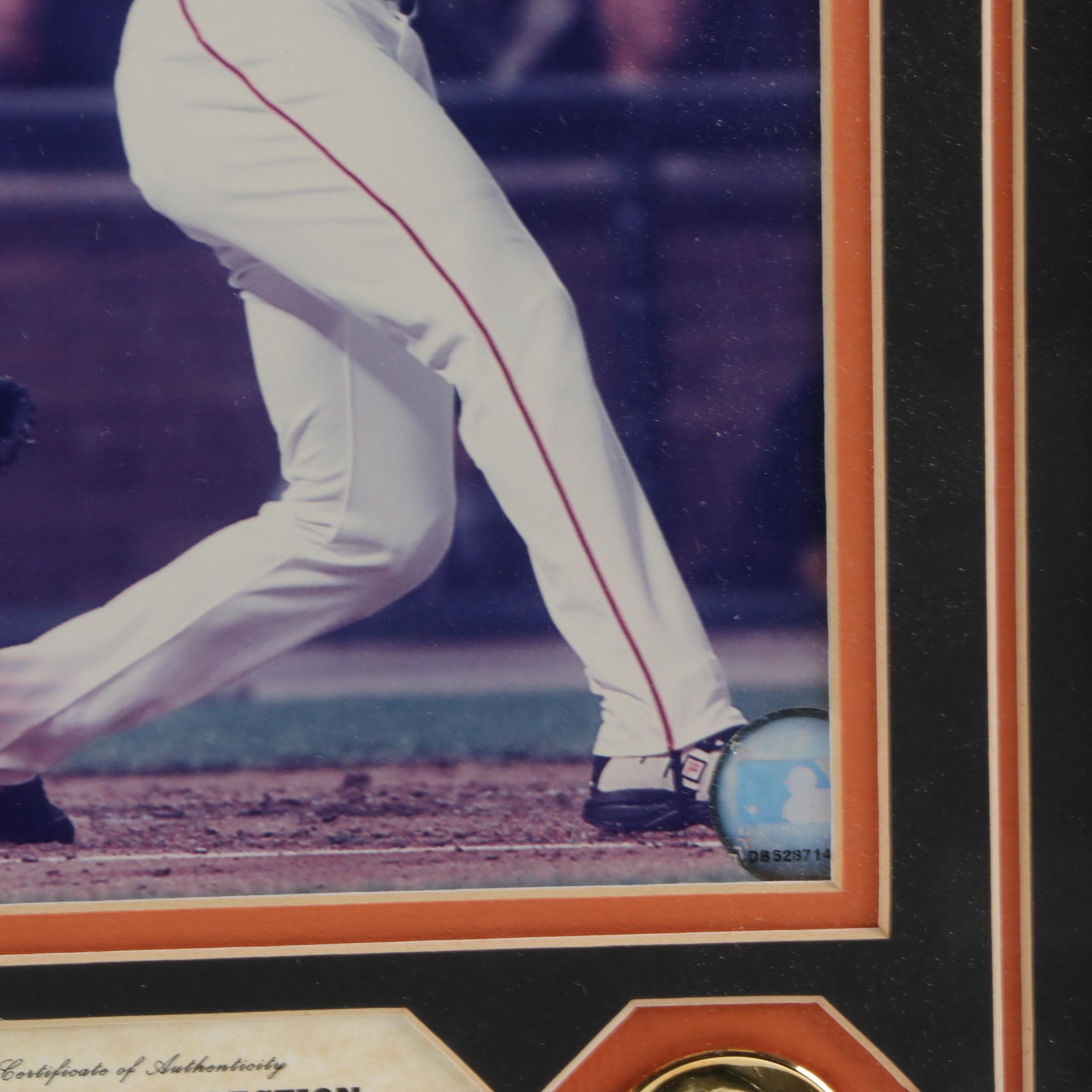 The Highland Mint Framed Game Worn Barry Bonds Pants Swatch and Photograph