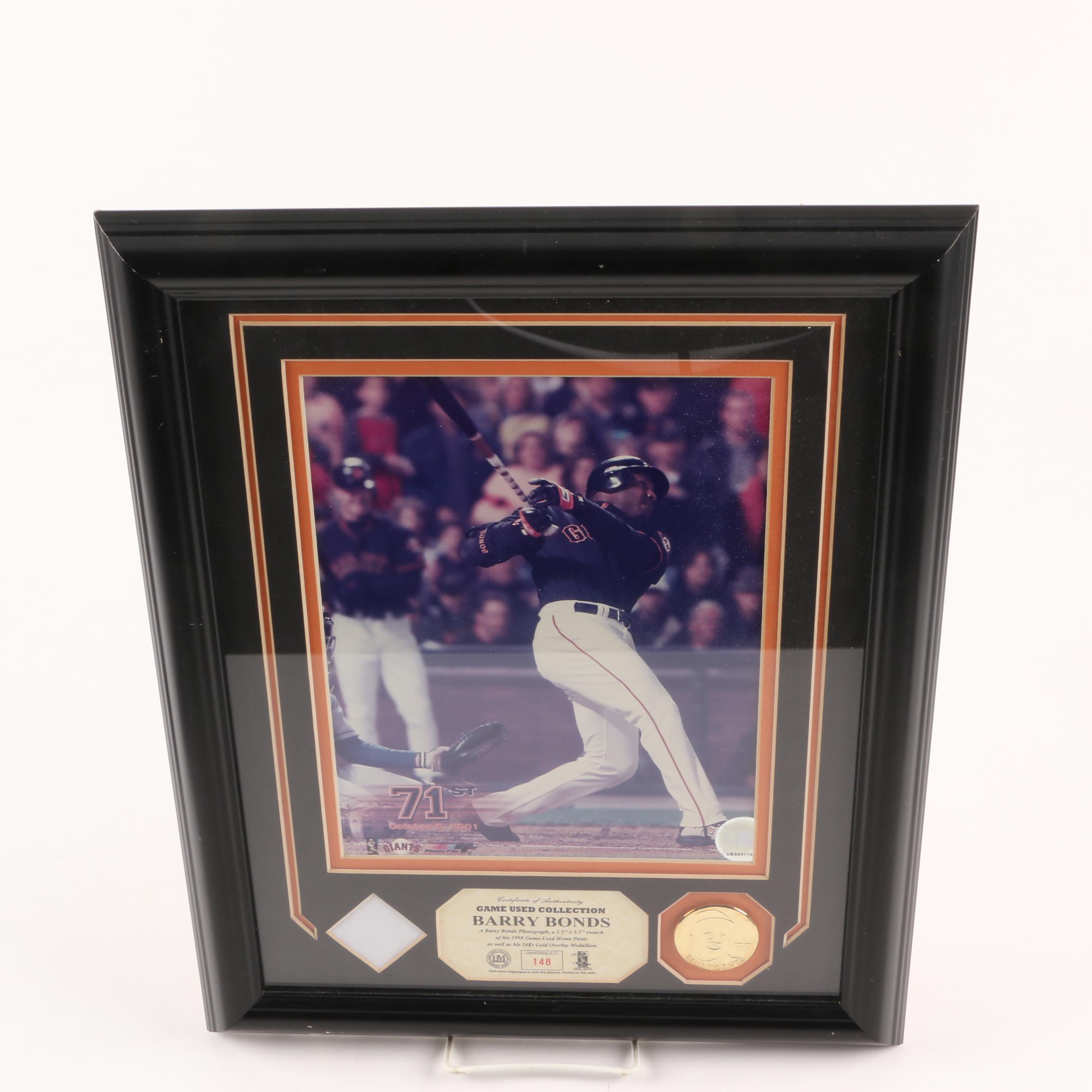 The Highland Mint Framed Game Worn Barry Bonds Pants Swatch and Photograph