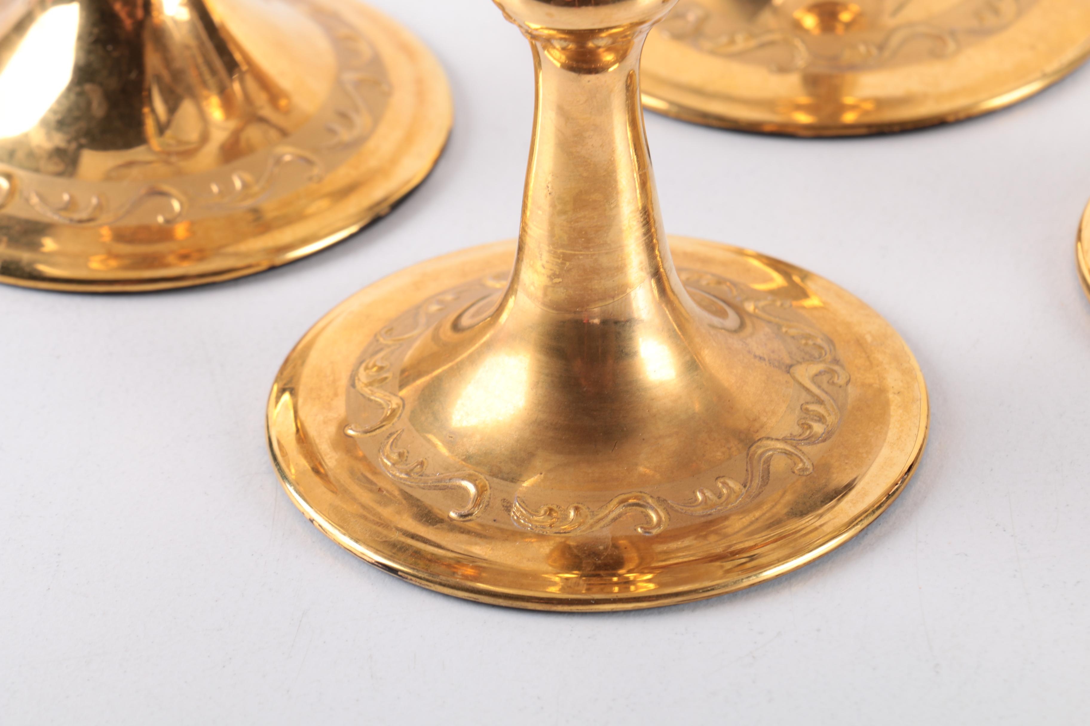 Set of Vintage Bohemian Enamel and Gilt Cameo Wine Glasses