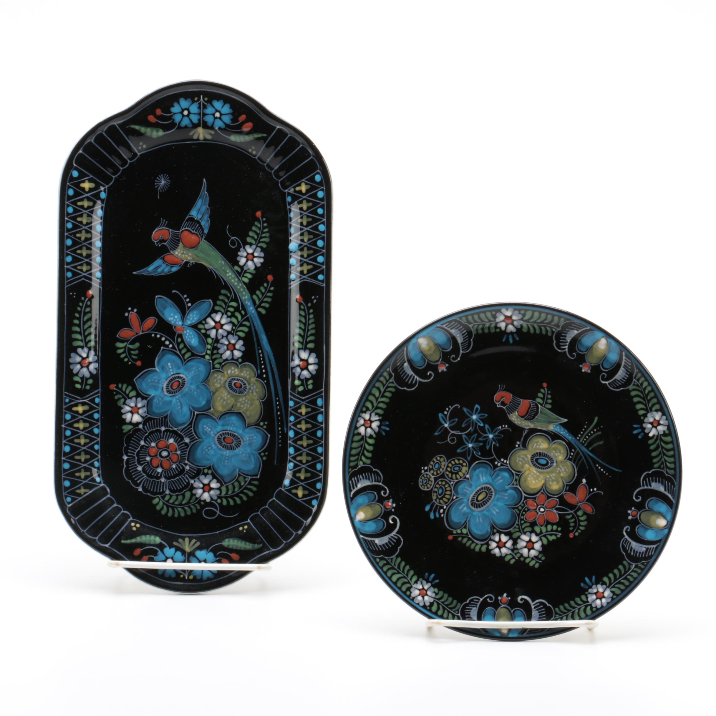 Decorative Hand-Painted Delft Earthenware Plates