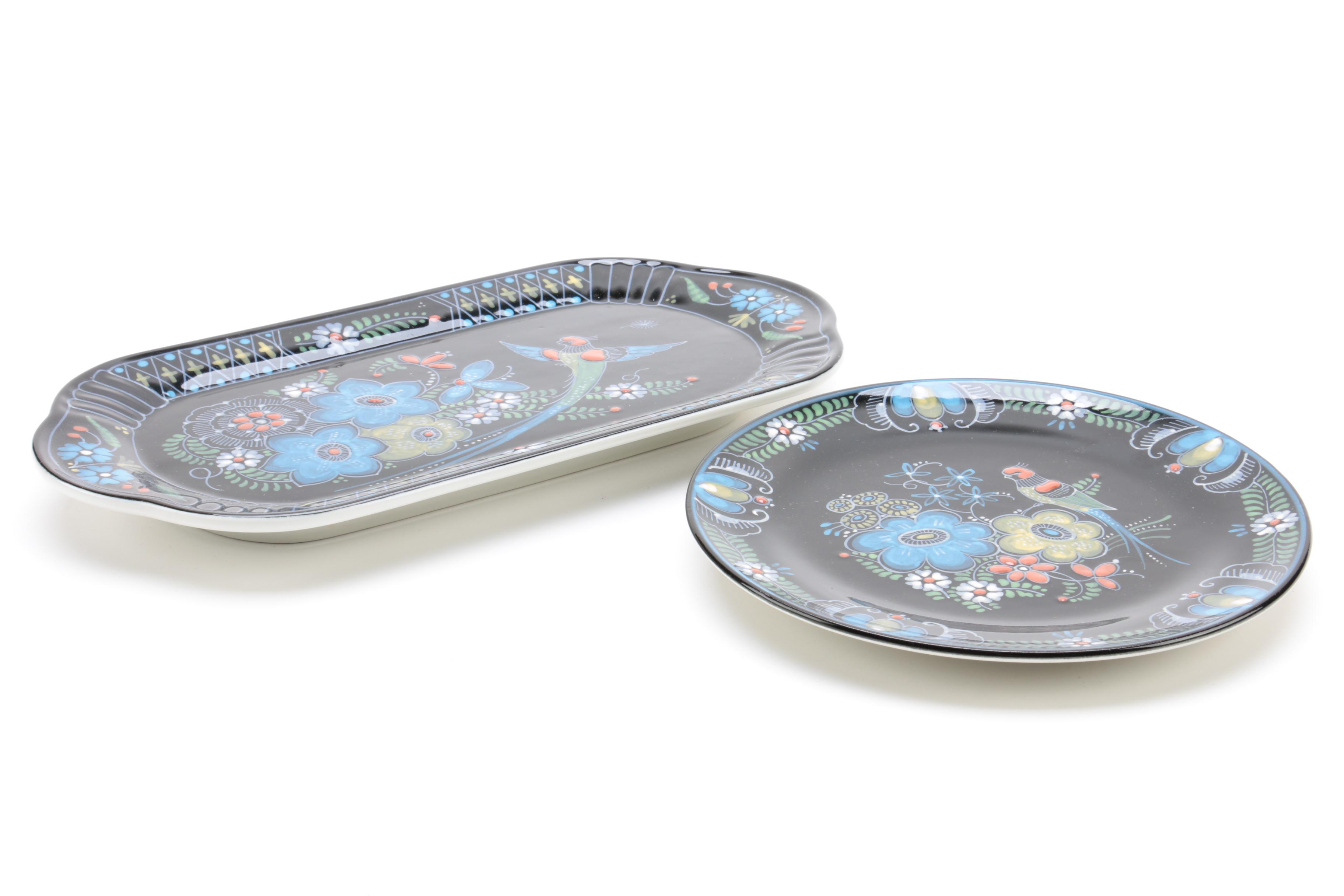 Decorative Hand-Painted Delft Earthenware Plates