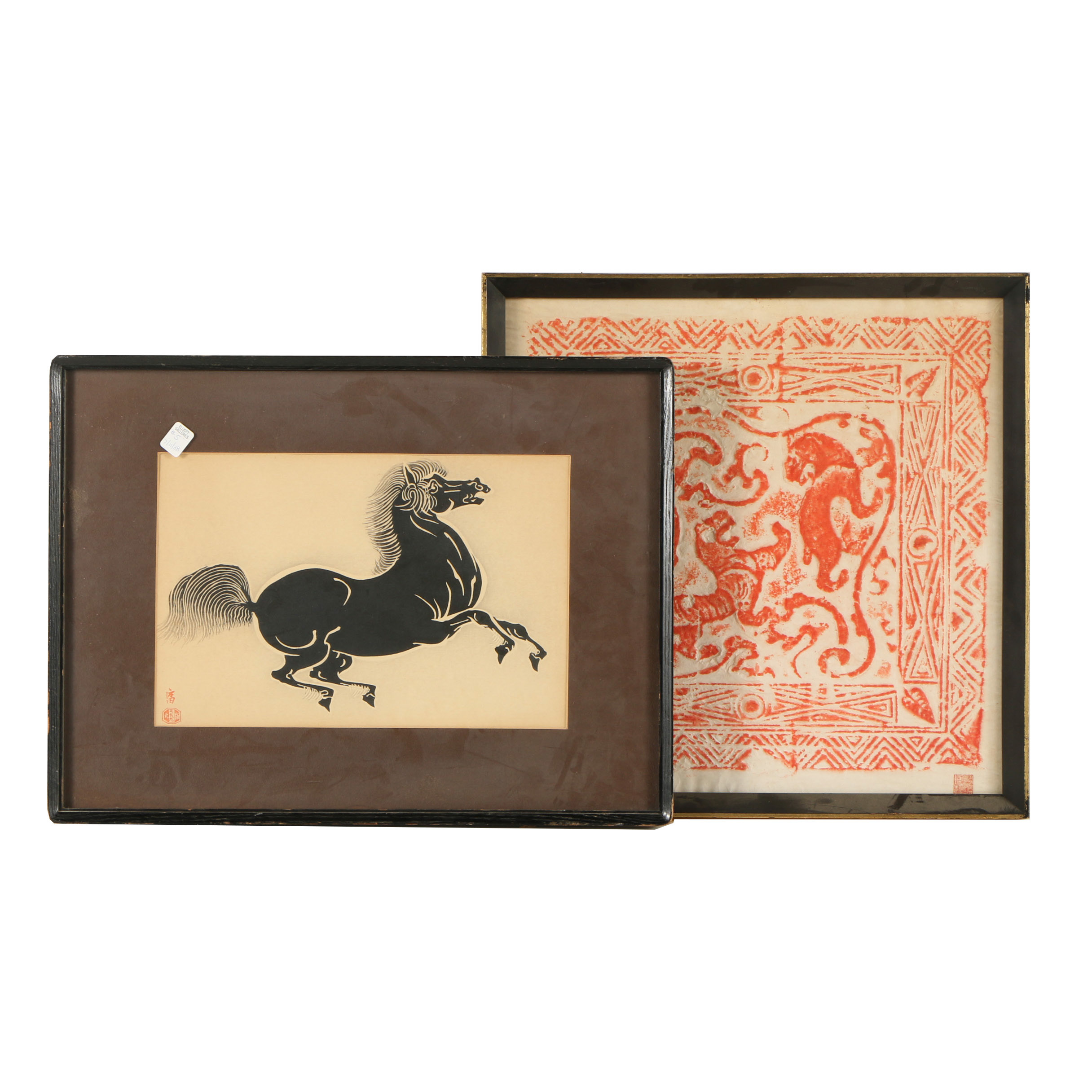 Tomikichirō Tokuriki Woodblock Print "Black Horse" with Relief Rubbing