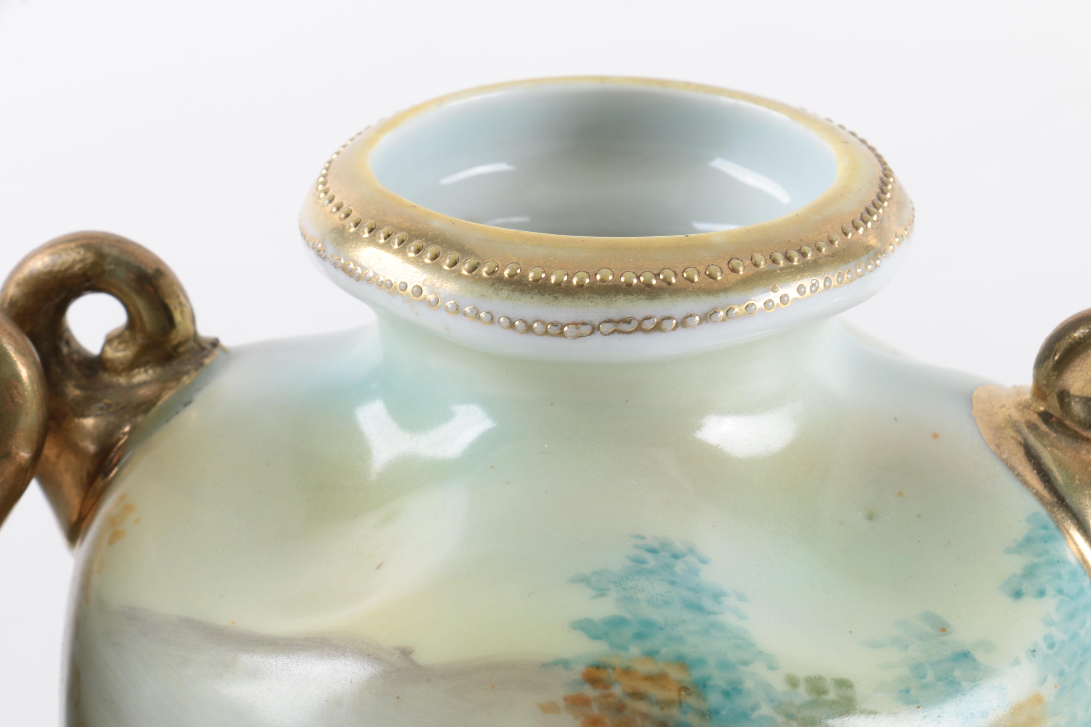 Antique Hand-Painted Nippon Porcelain Vases