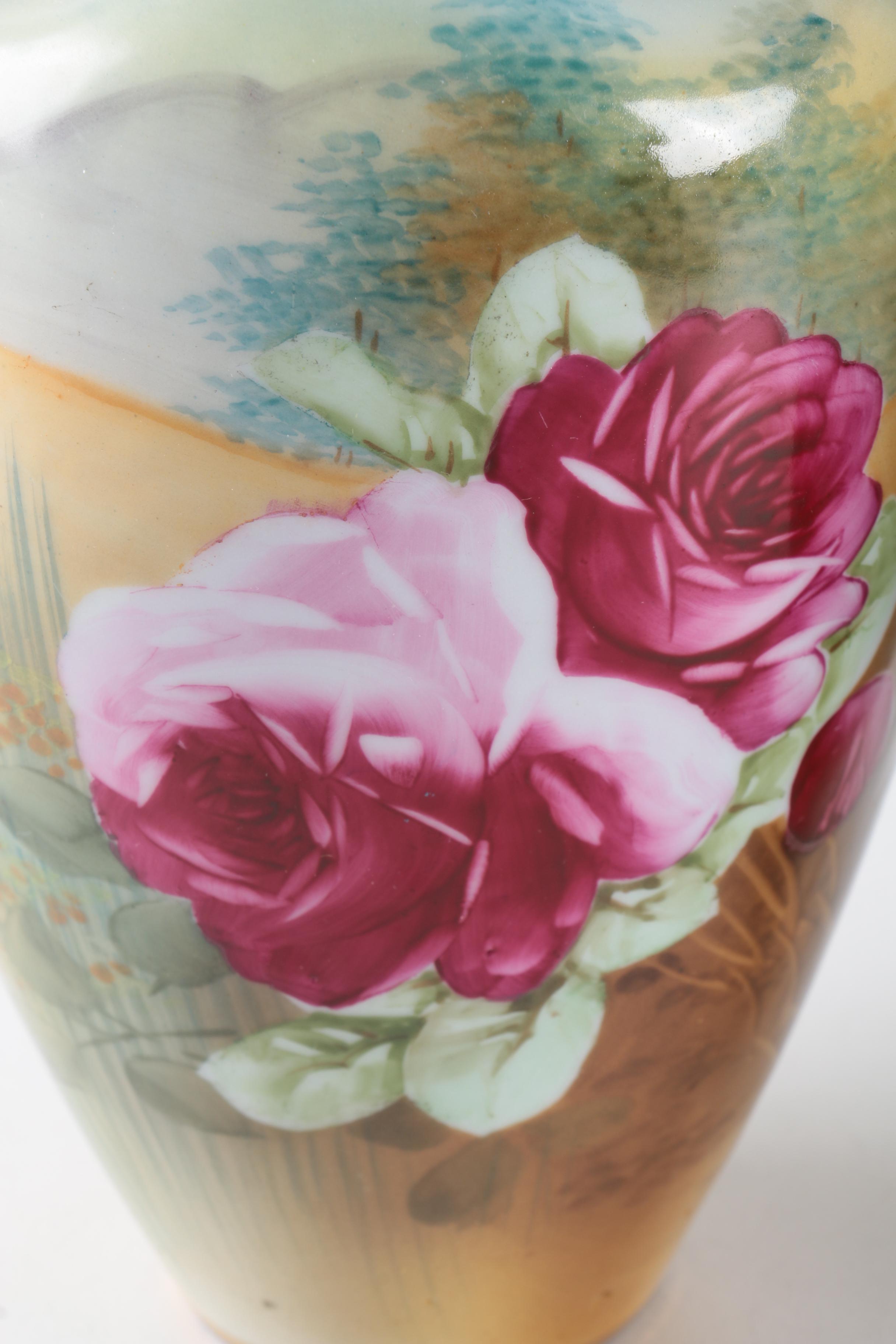 Antique Hand-Painted Nippon Porcelain Vases