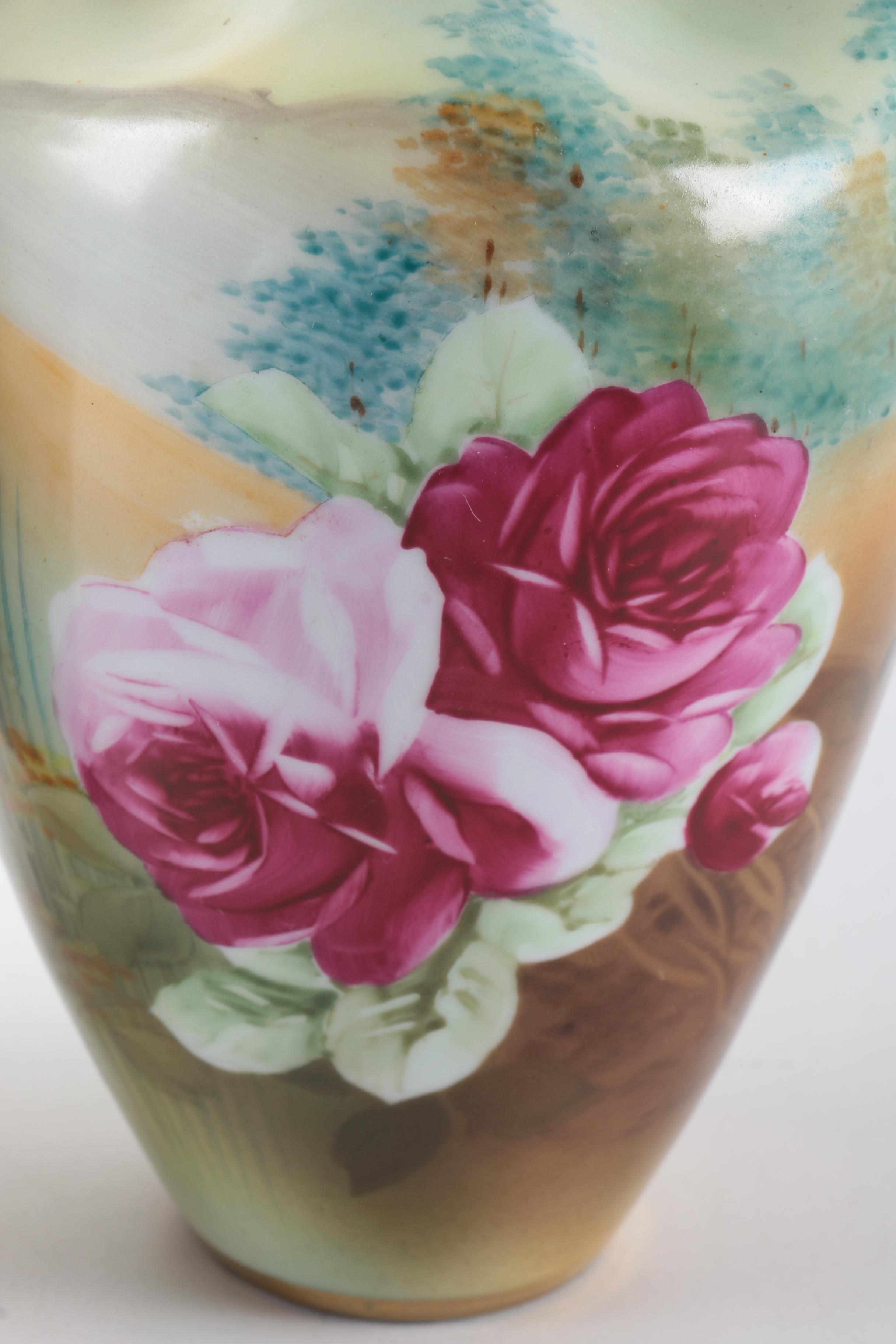 Antique Hand-Painted Nippon Porcelain Vases