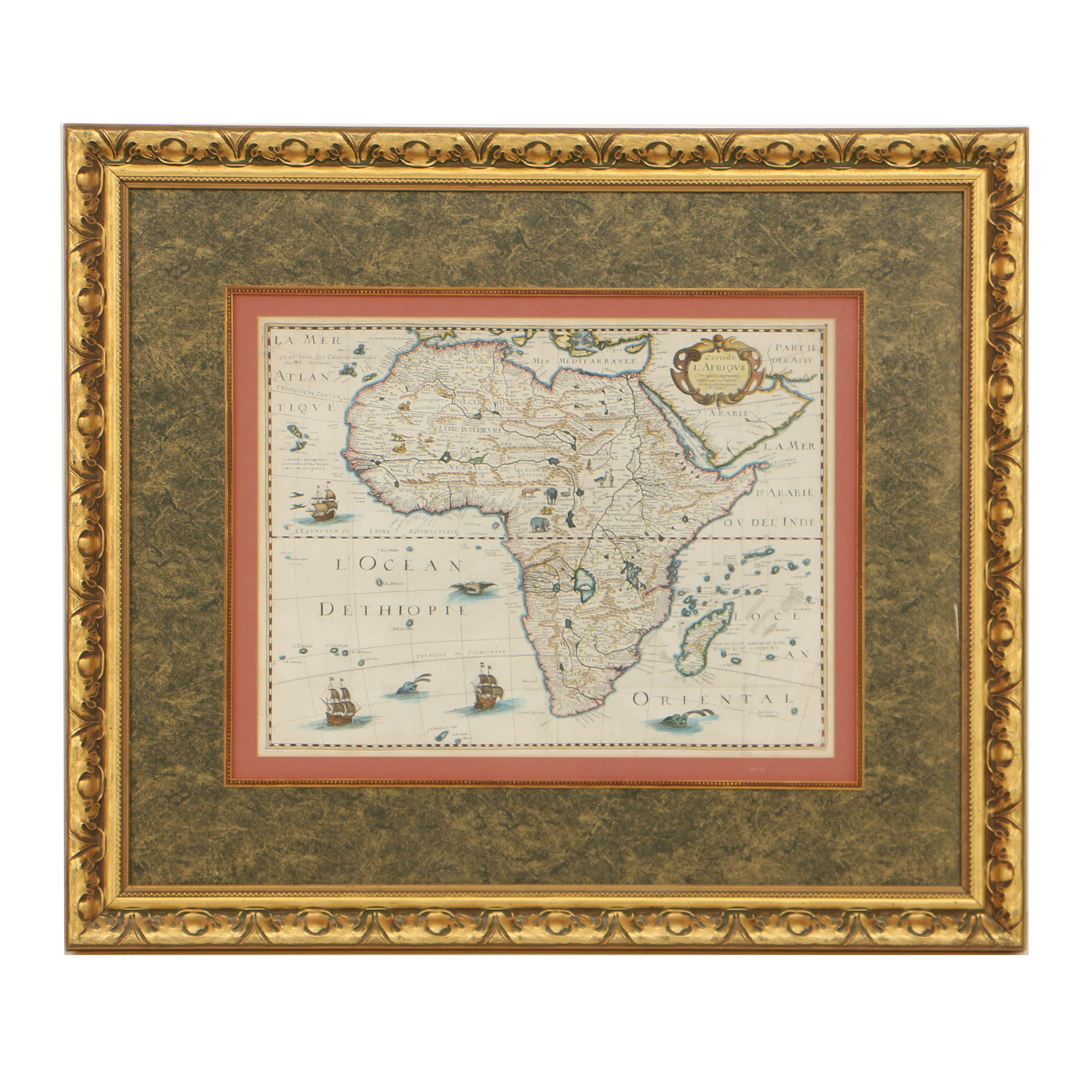 Antique French Hand-Colored Map of Africa after Petrus Bertius