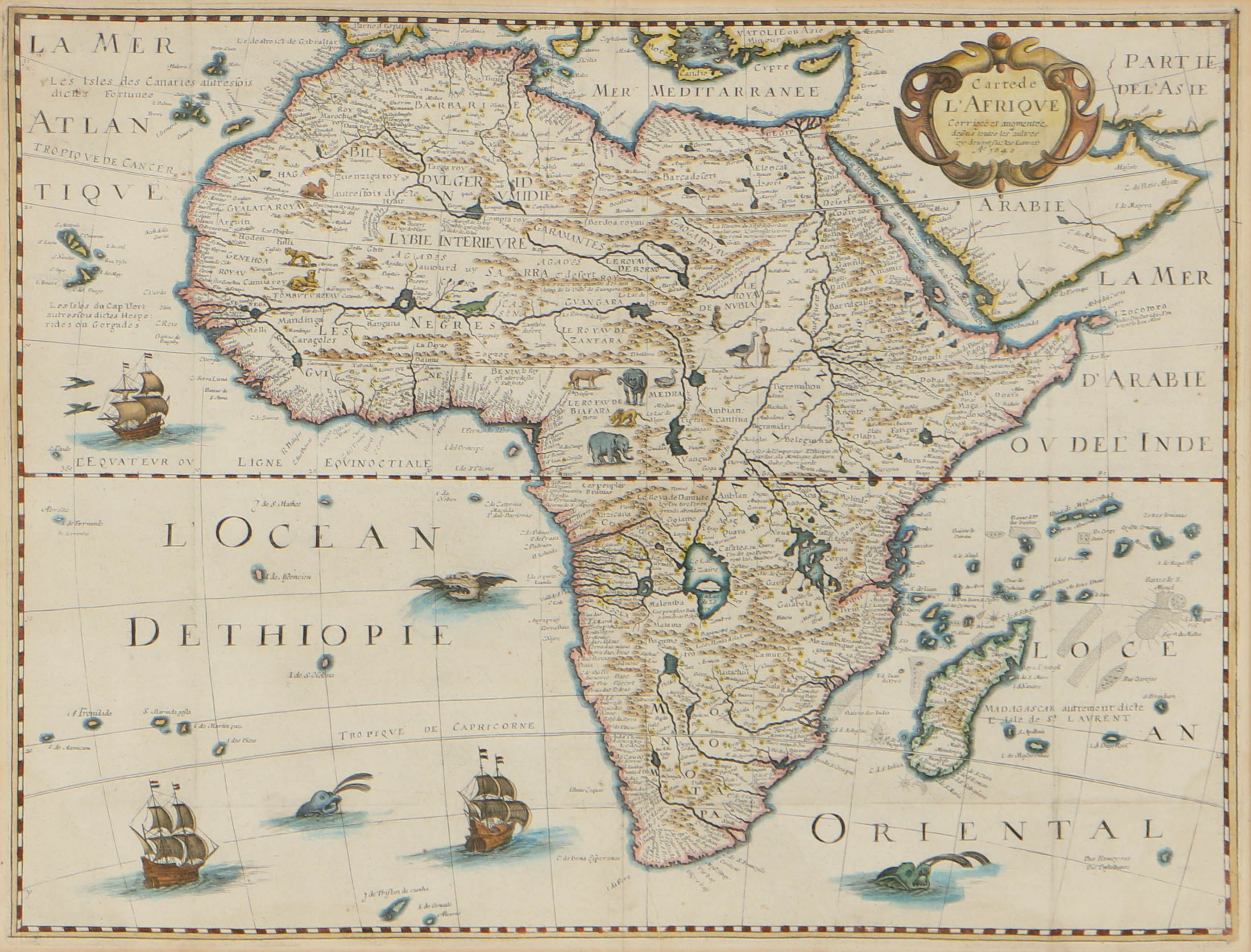 Antique French Hand-Colored Map of Africa after Petrus Bertius