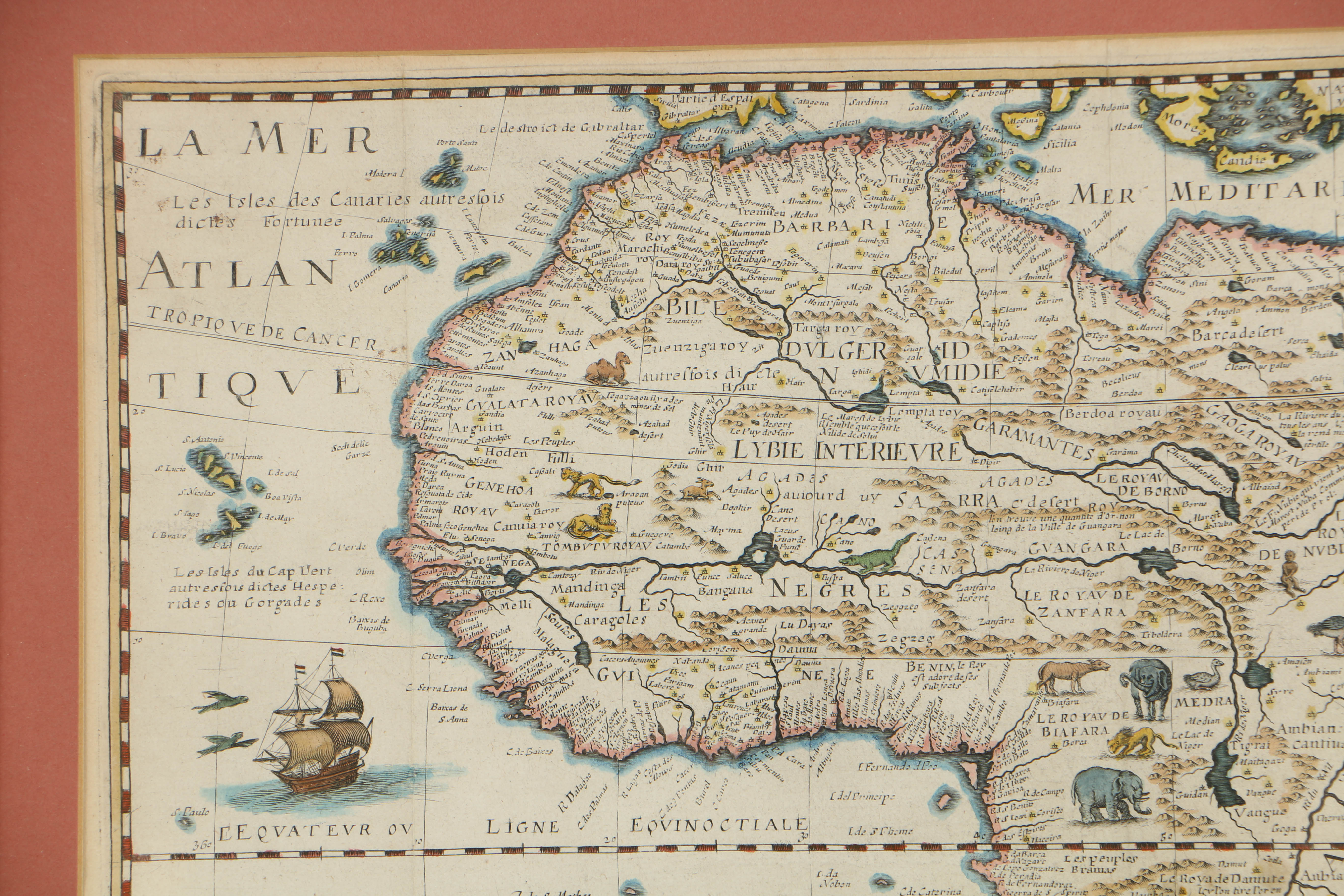 Antique French Hand-Colored Map of Africa after Petrus Bertius